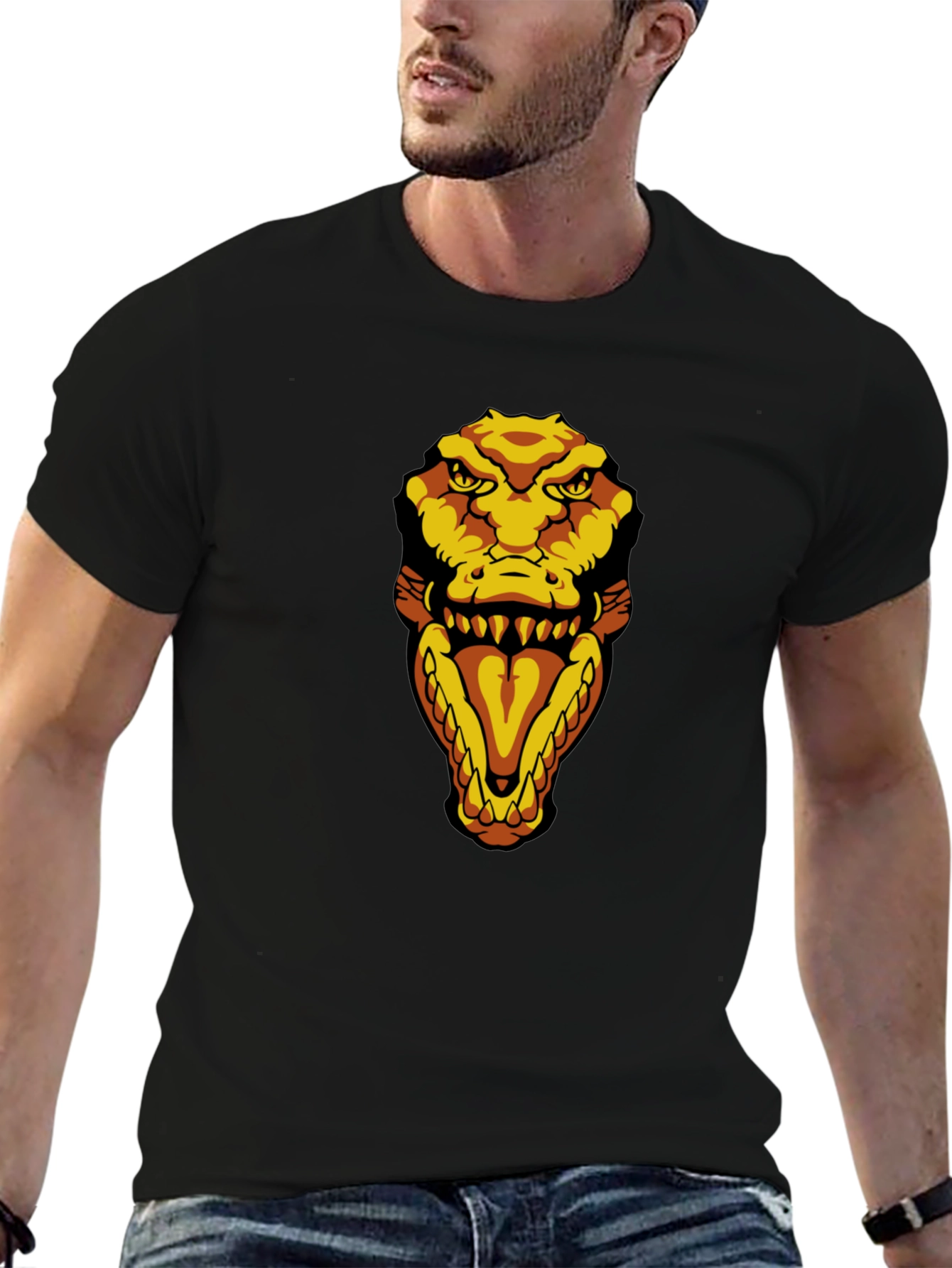 Mens Black T-Shirt with Croc Design