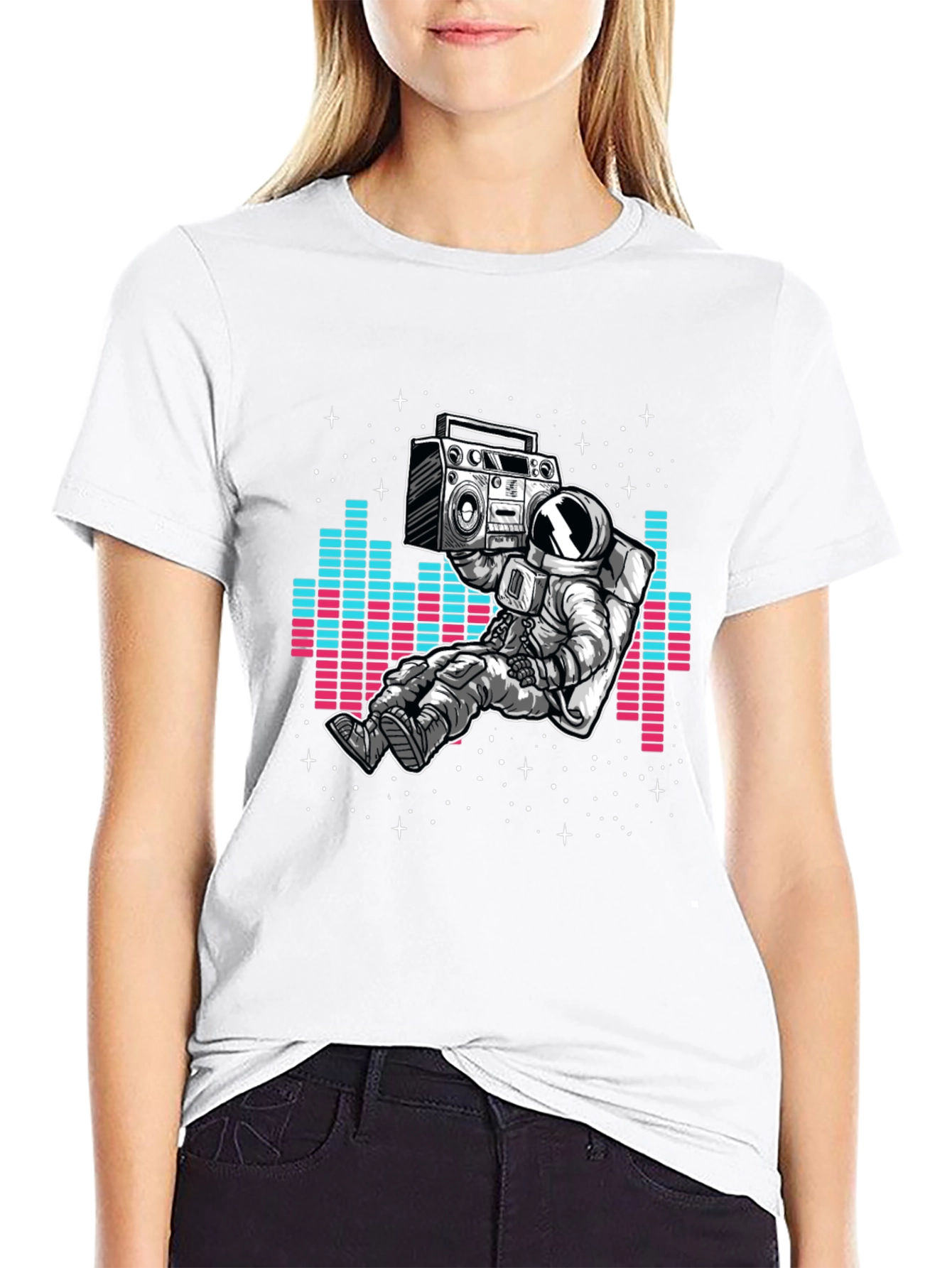 Astronaut Boombox Graphic T-Shirt - Black