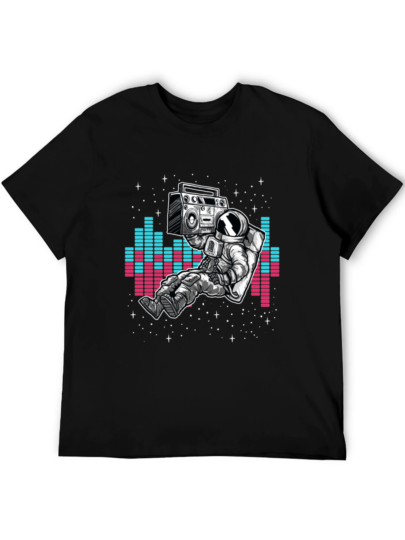 Astronaut Boombox Graphic T-Shirt - Black
