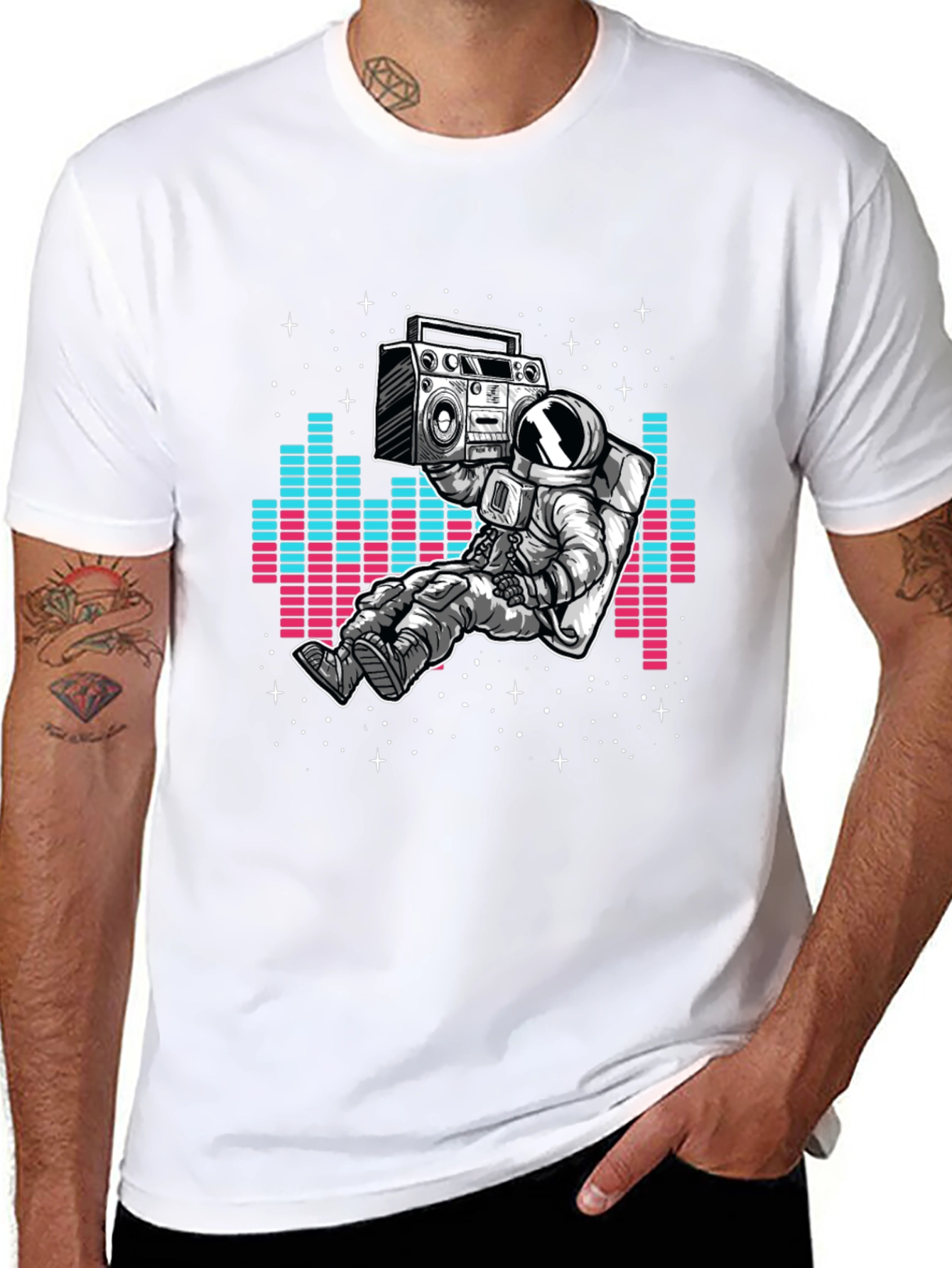 Astronaut Boombox Graphic T-Shirt - Black