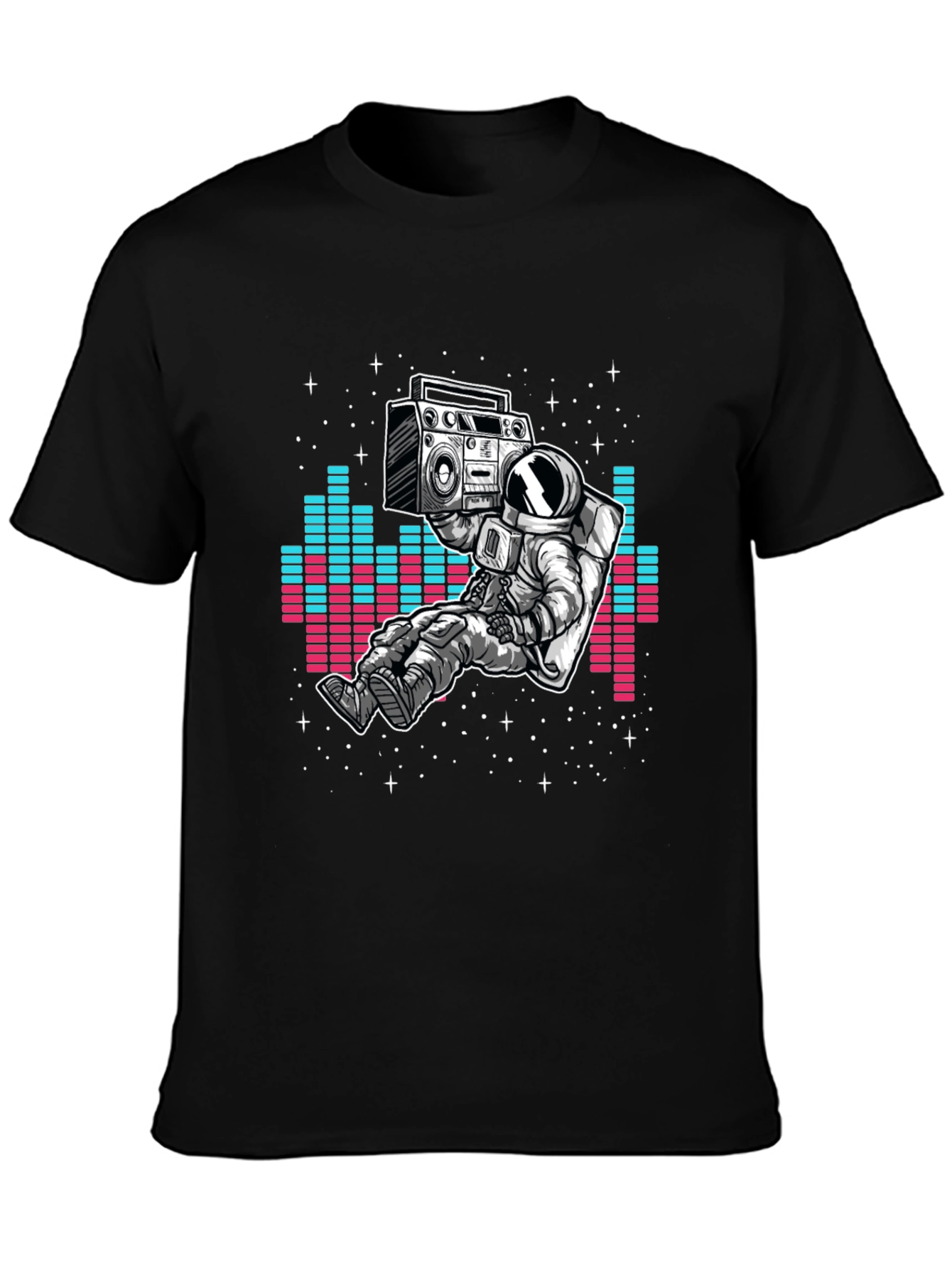 Astronaut Boombox Graphic T-Shirt - Black