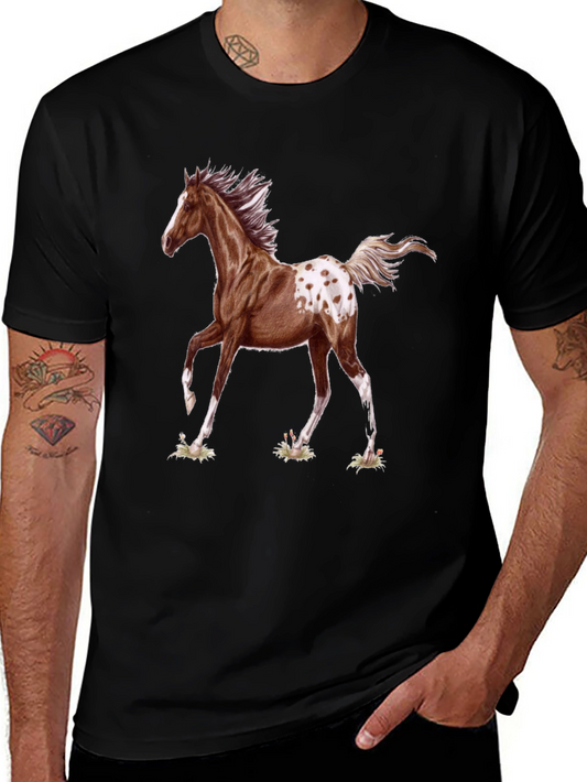 Horse Graphic Tee - Mens Black Short Sleeve T-Shirt