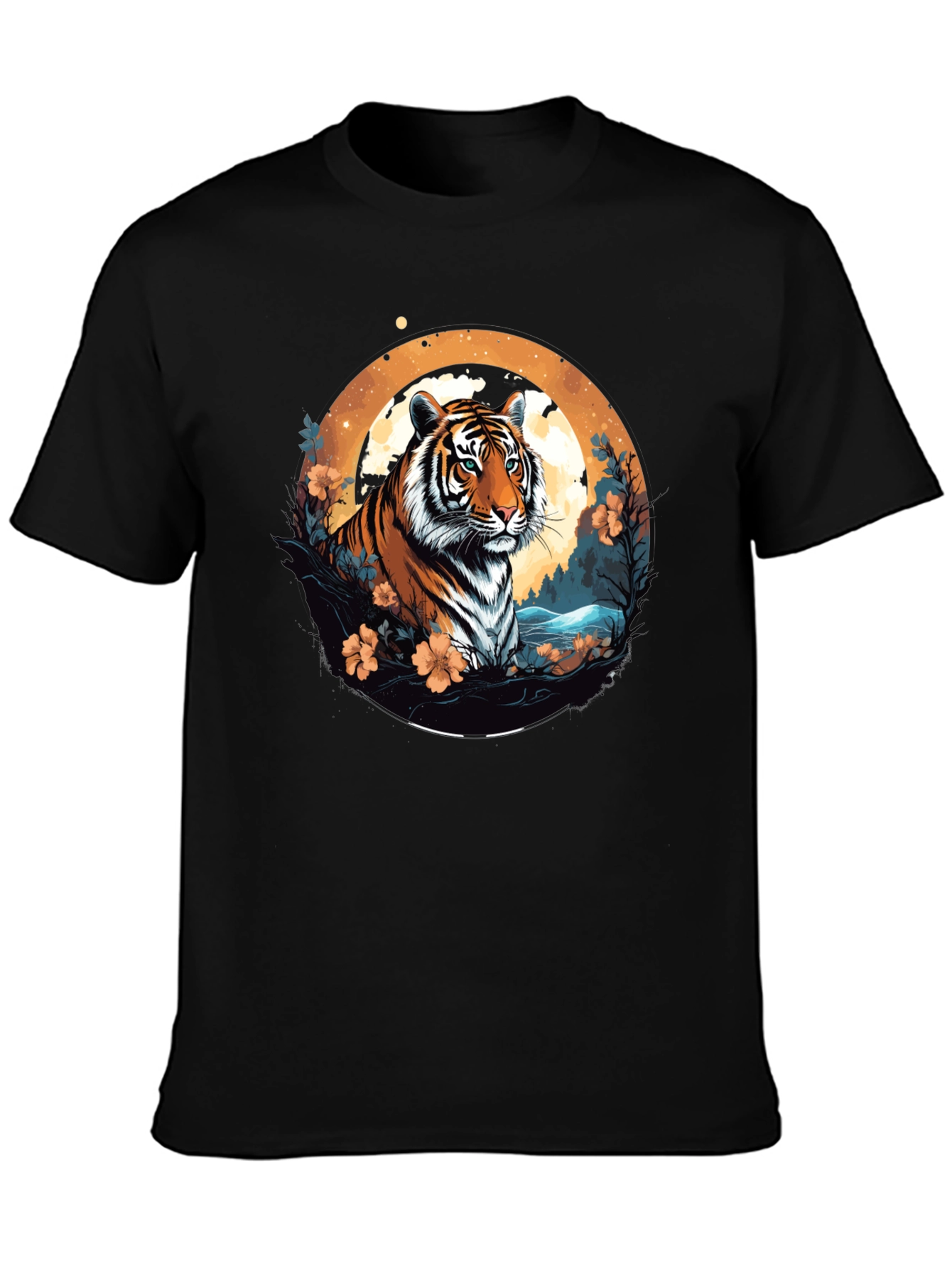 Tiger Graphic Tee - Black Cotton Blend T-Shirt
