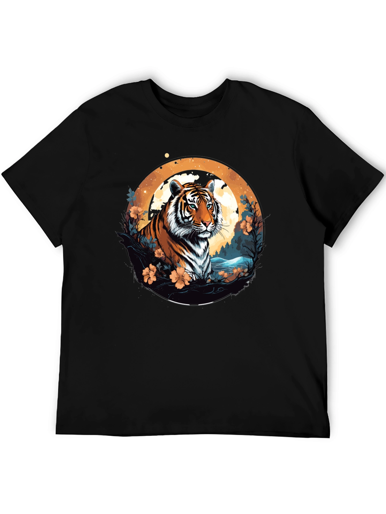 Tiger Graphic Tee - Black Cotton Blend T-Shirt