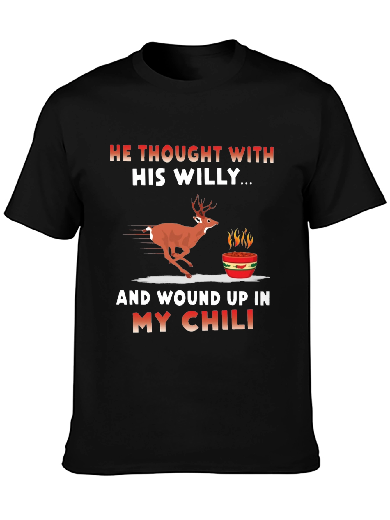 Humorous Deer Chili Graphic T-Shirt