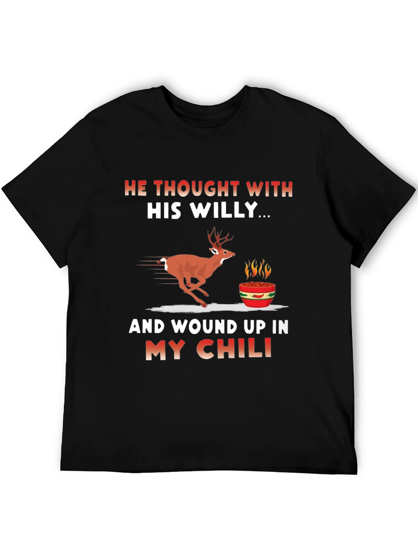 Humorous Deer Chili Graphic T-Shirt
