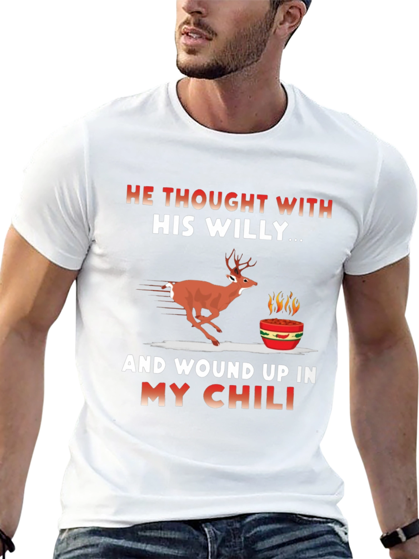 Humorous Deer Chili Graphic T-Shirt