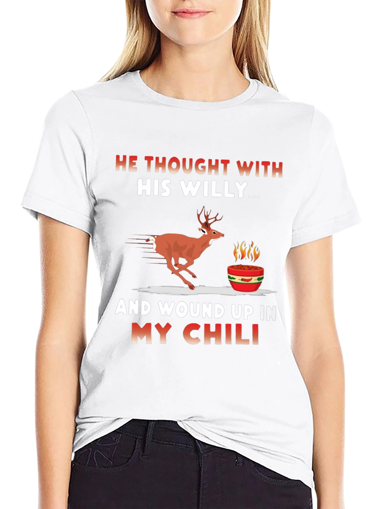 Humorous Deer Chili Graphic T-Shirt