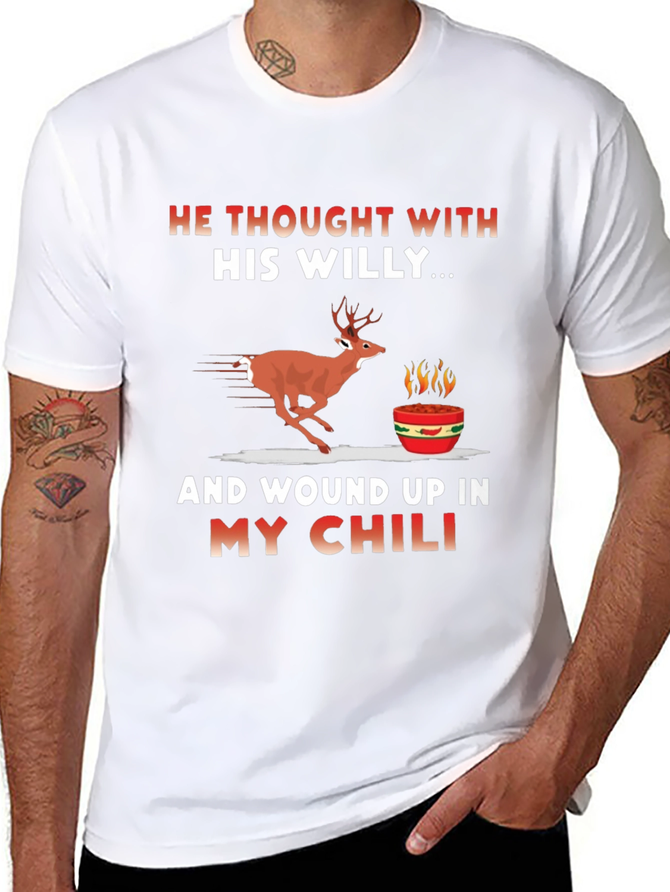 Humorous Deer Chili Graphic T-Shirt