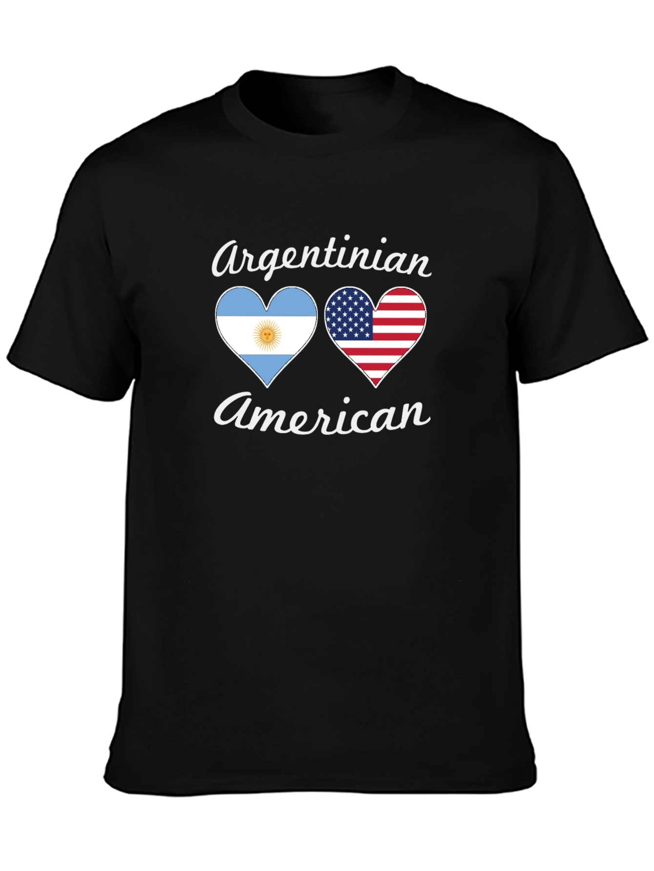 Argentinian American Flag Heart Graphic T-Shirt