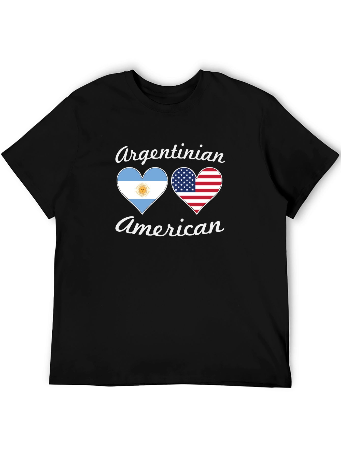 Argentinian American Flag Heart Graphic T-Shirt