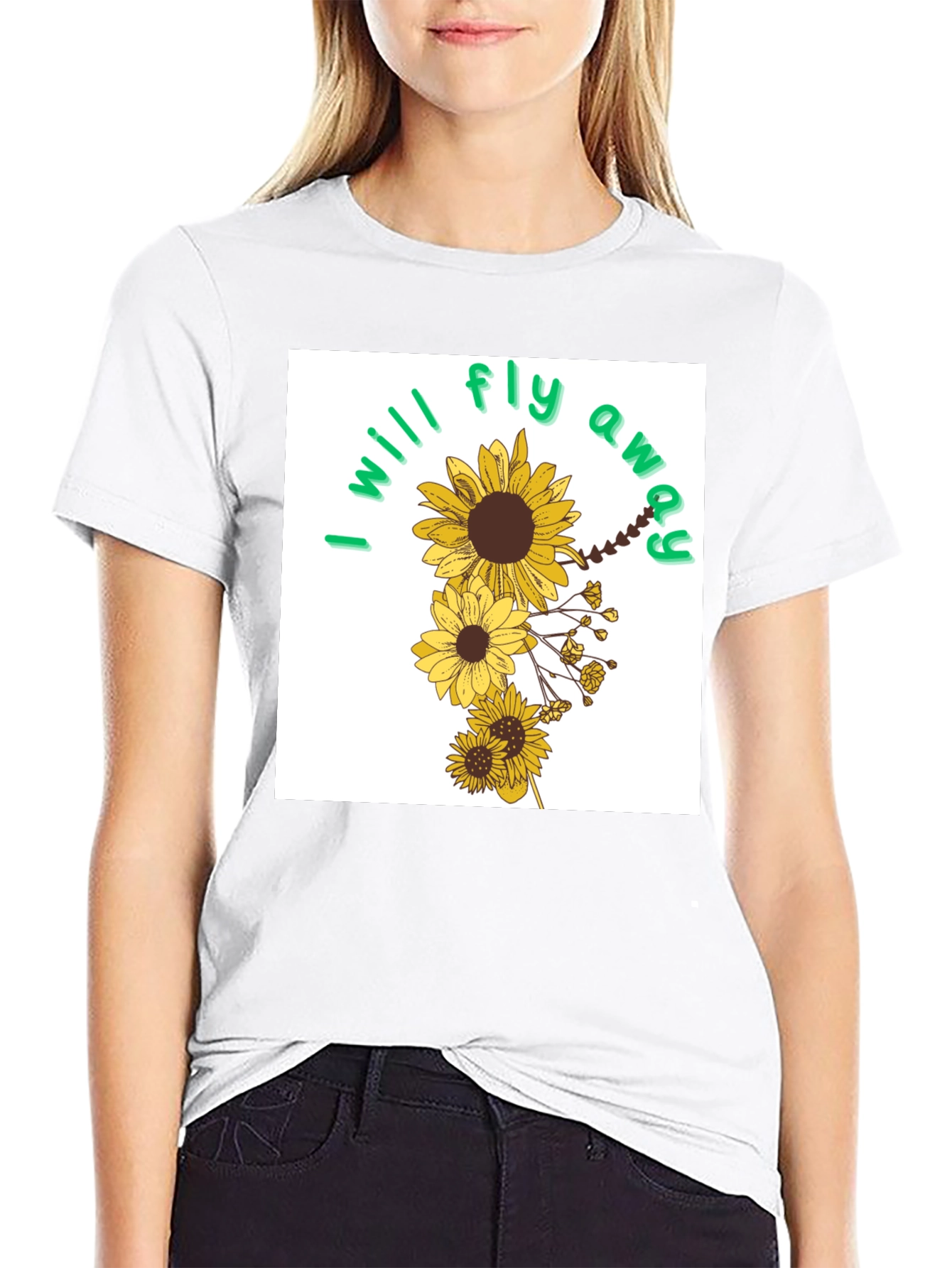 Sunflower I will fly away Black T-Shirt