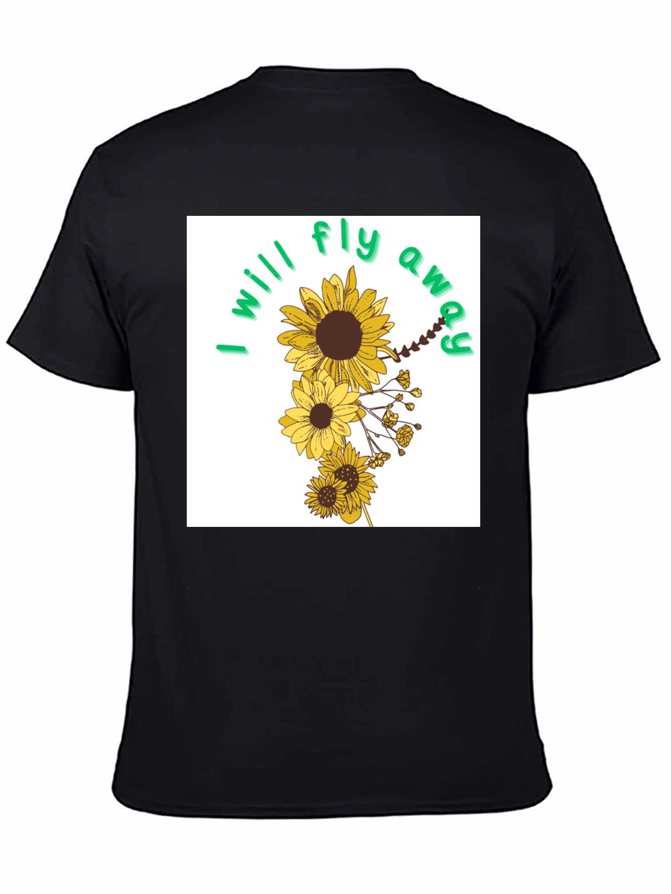 Sunflower I will fly away Black T-Shirt