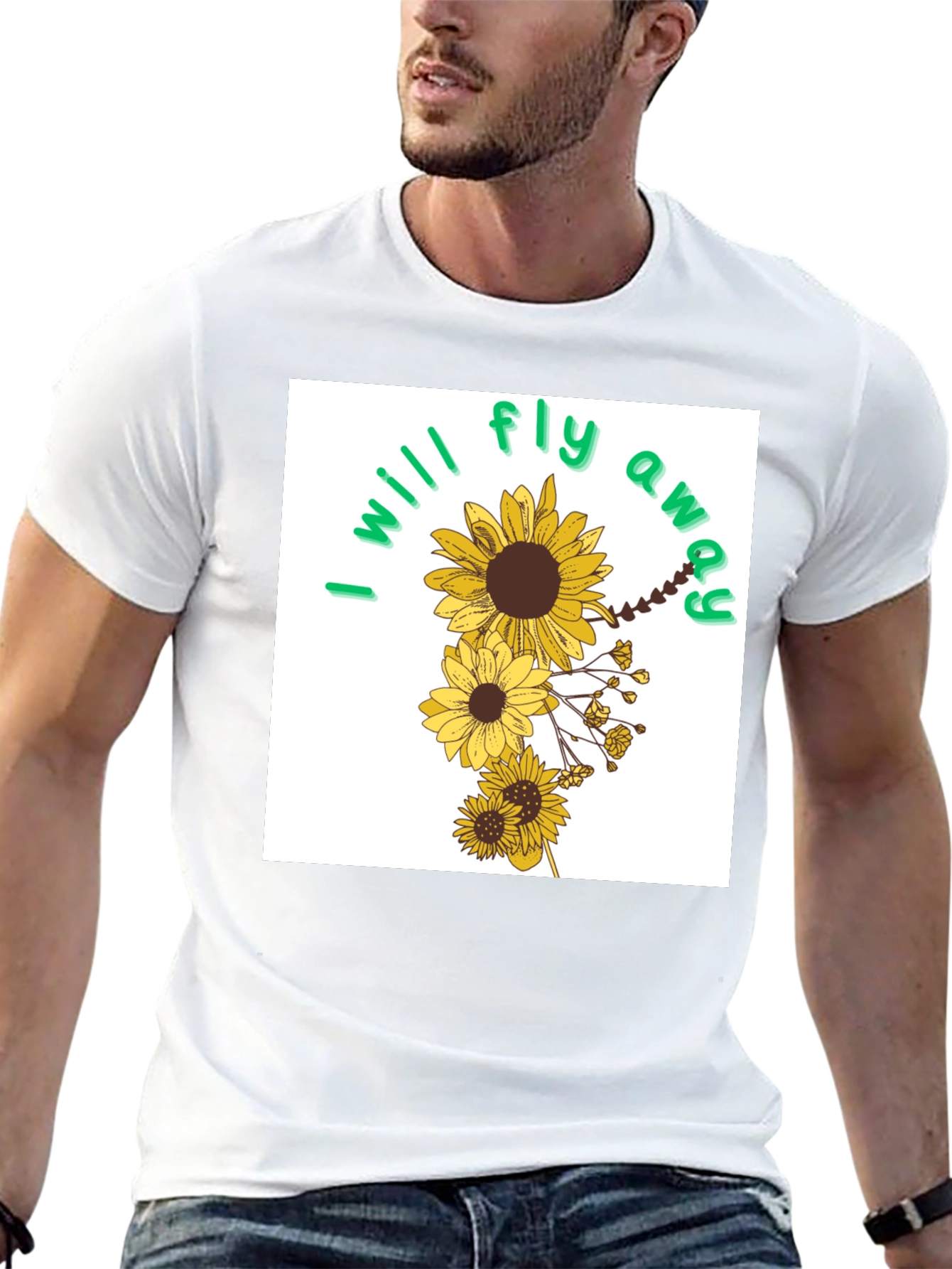 Sunflower I will fly away Black T-Shirt