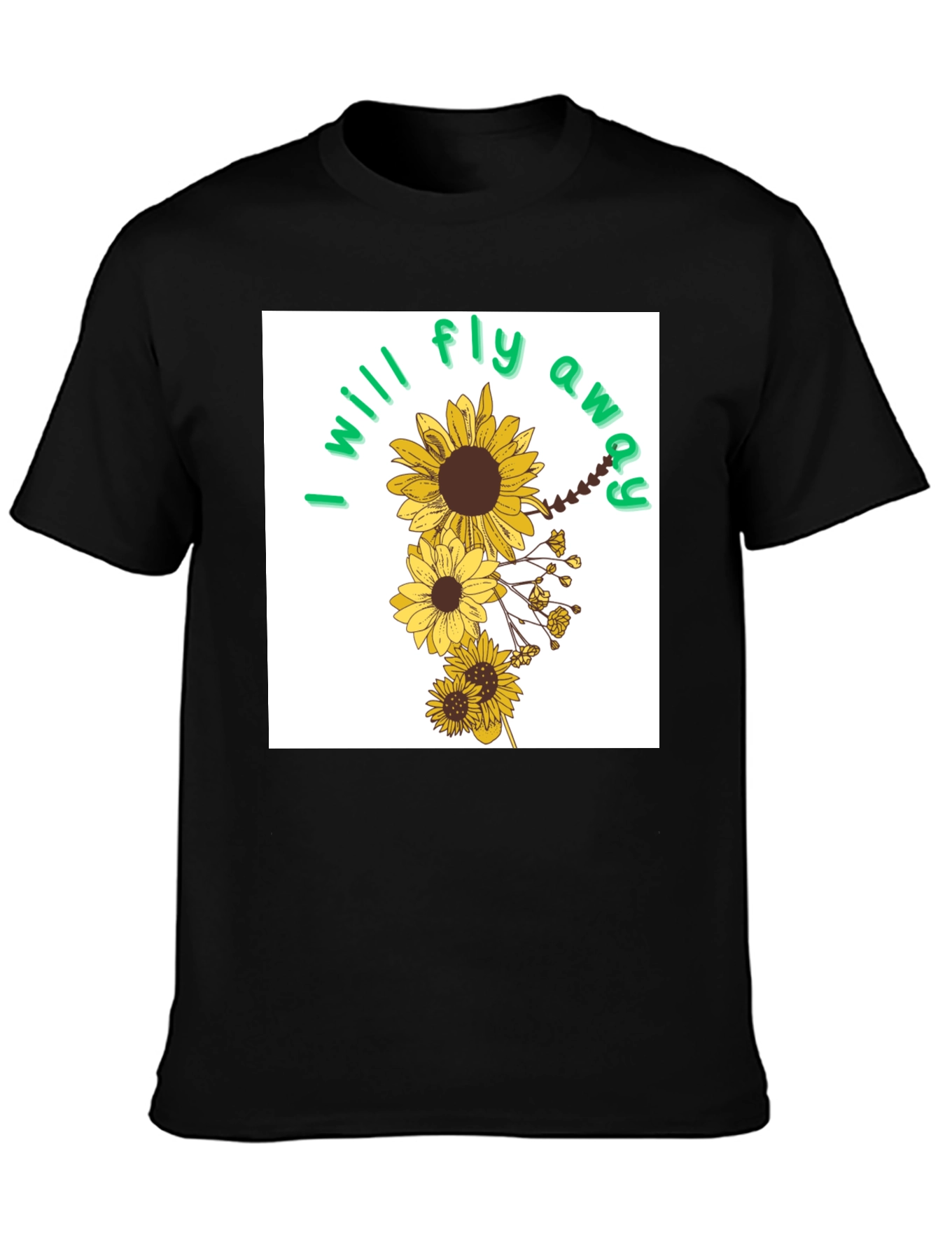 Sunflower I will fly away Black T-Shirt