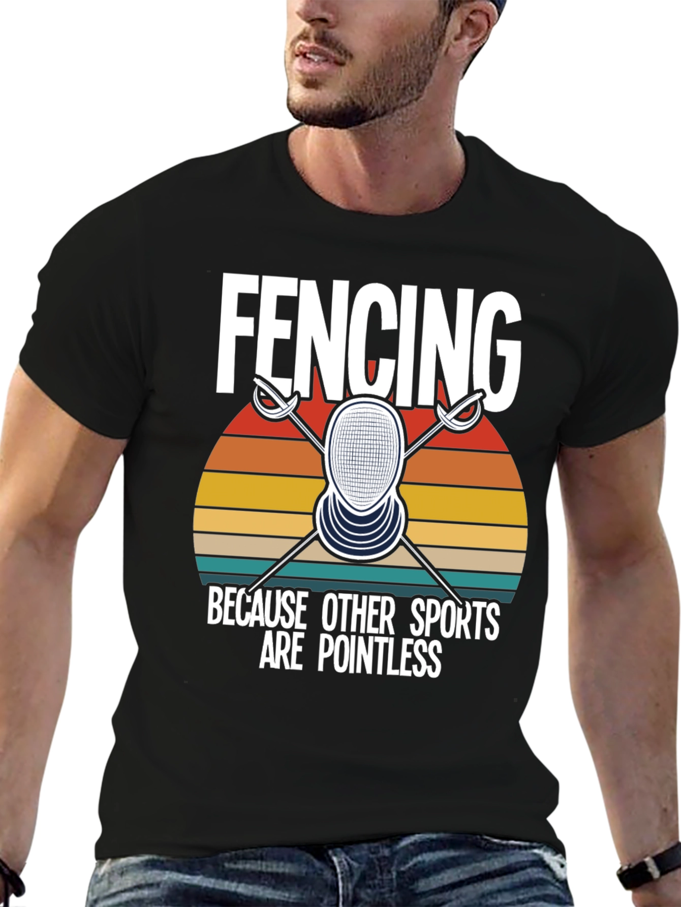 Fencing is Pointless Retro Style T-Shirt