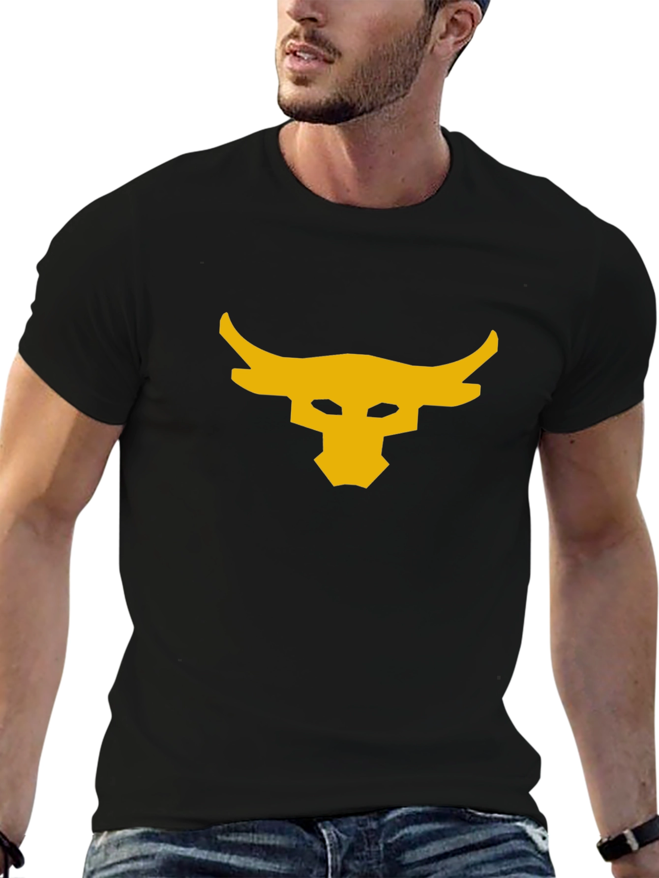 Mens Black T-Shirt with Bull Logo
