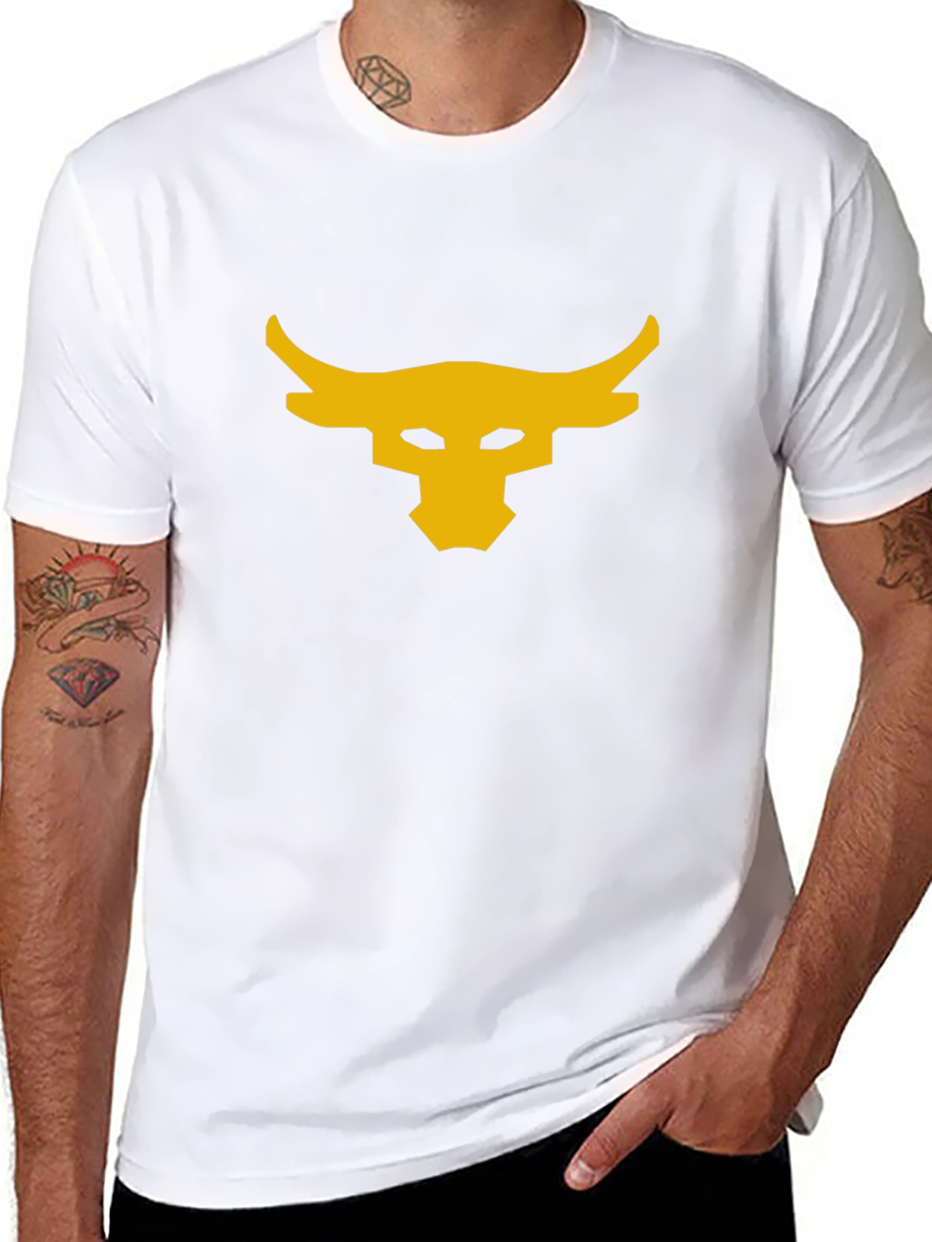 Mens Black T-Shirt with Bull Logo