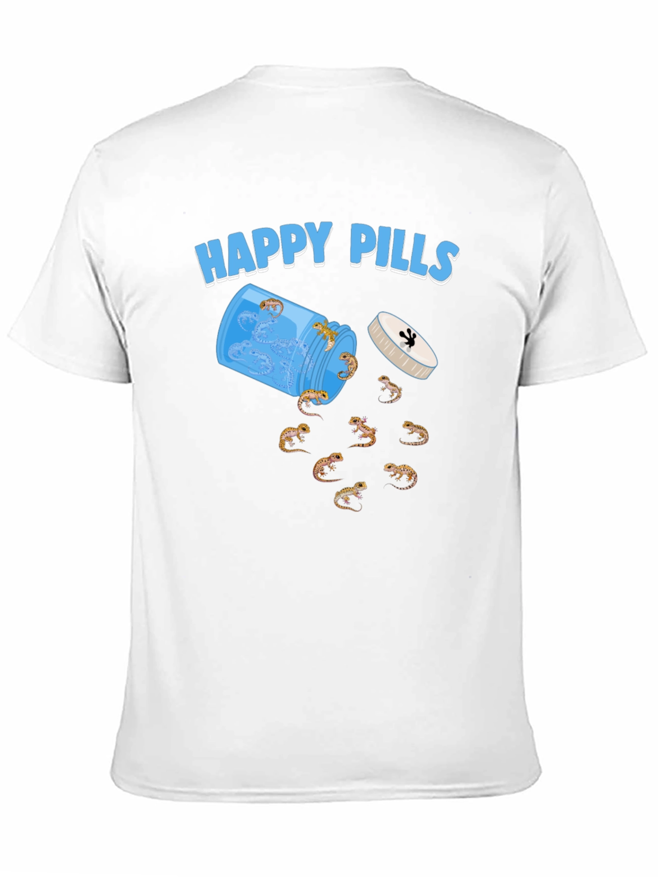 Happy Pills Gecko T-Shirt Black Cotton Crew Neck
