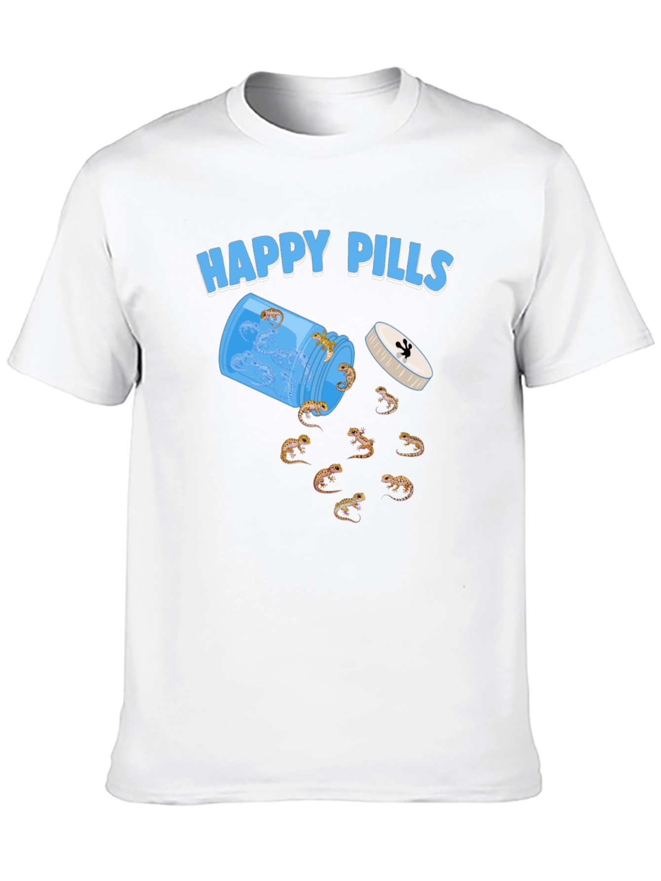 Happy Pills Gecko T-Shirt Black Cotton Crew Neck