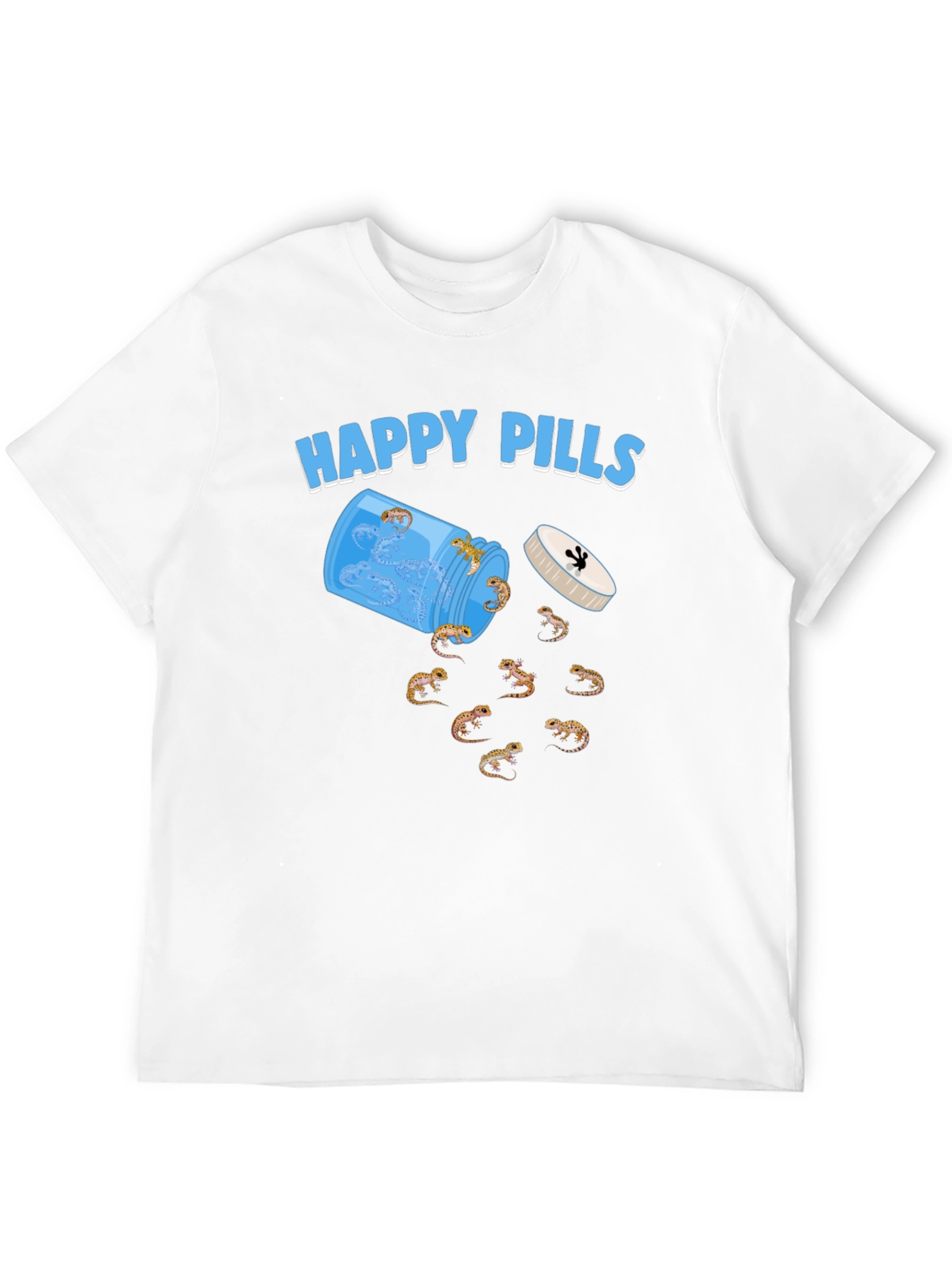 Happy Pills Gecko T-Shirt Black Cotton Crew Neck