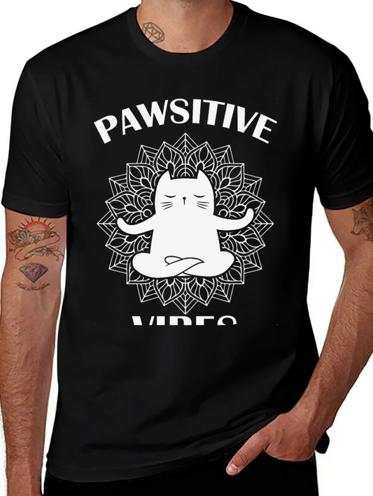 Pawsitive Vibes Cat Mandala Graphic Tee