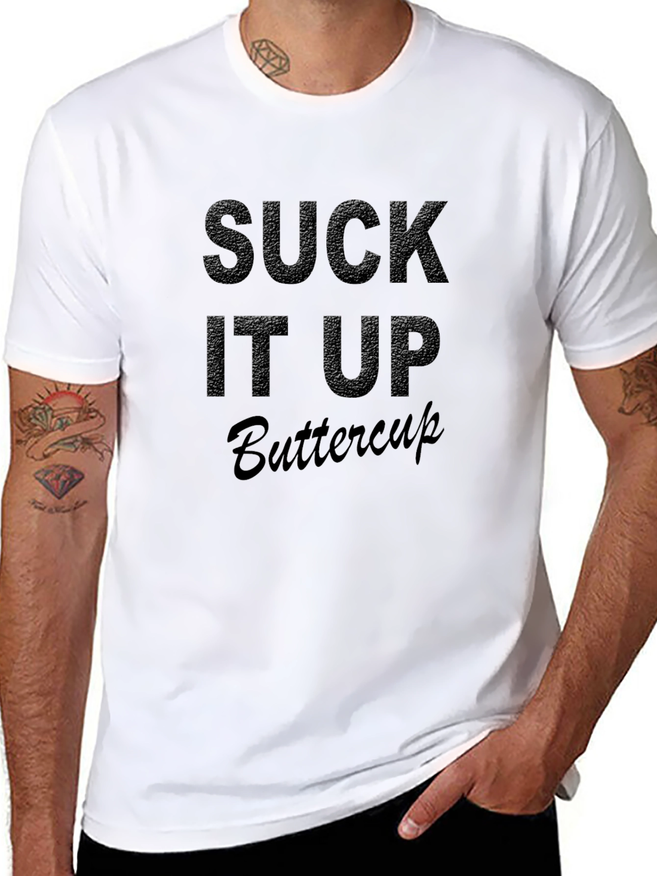 Suck It Up Buttercup Black Graphic Tee Shirt