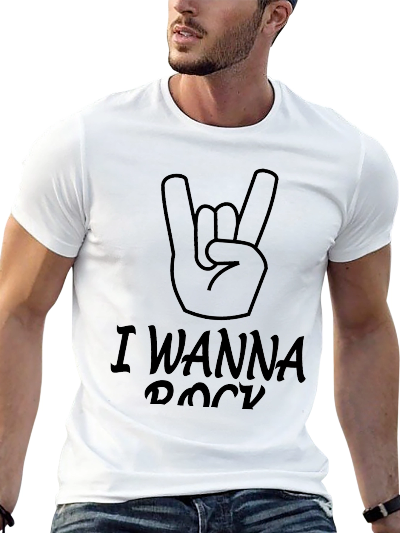 I Wanna Rock T-Shirt - Black Rock Hand Tee