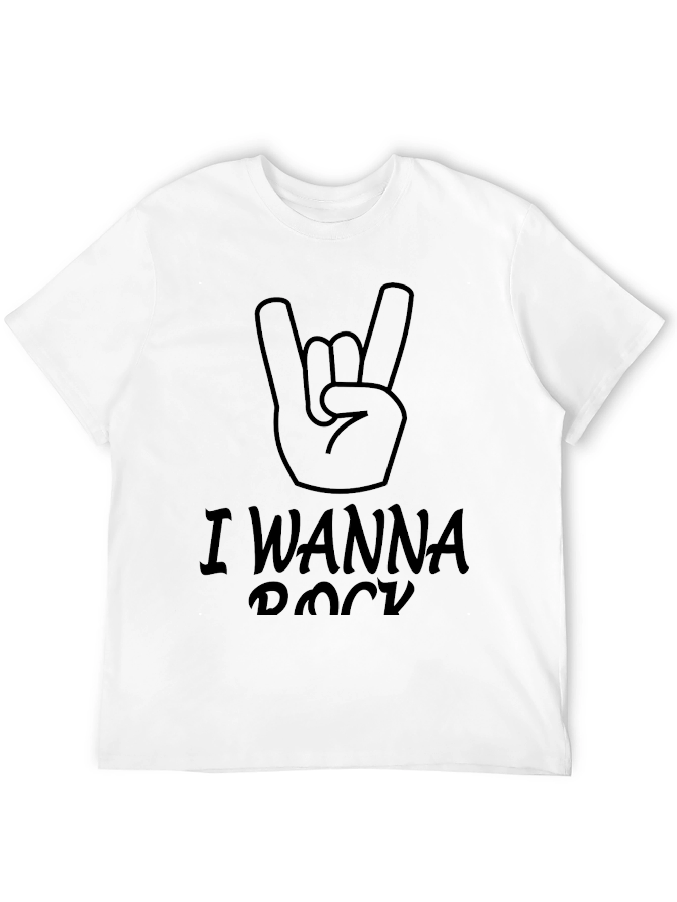 I Wanna Rock T-Shirt - Black Rock Hand Tee
