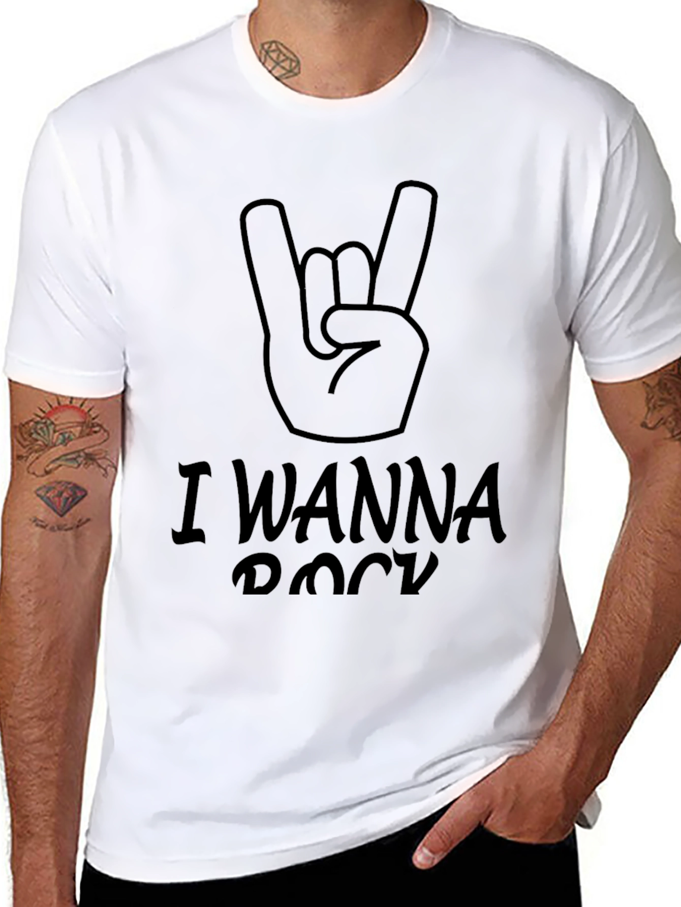 I Wanna Rock T-Shirt - Black Rock Hand Tee