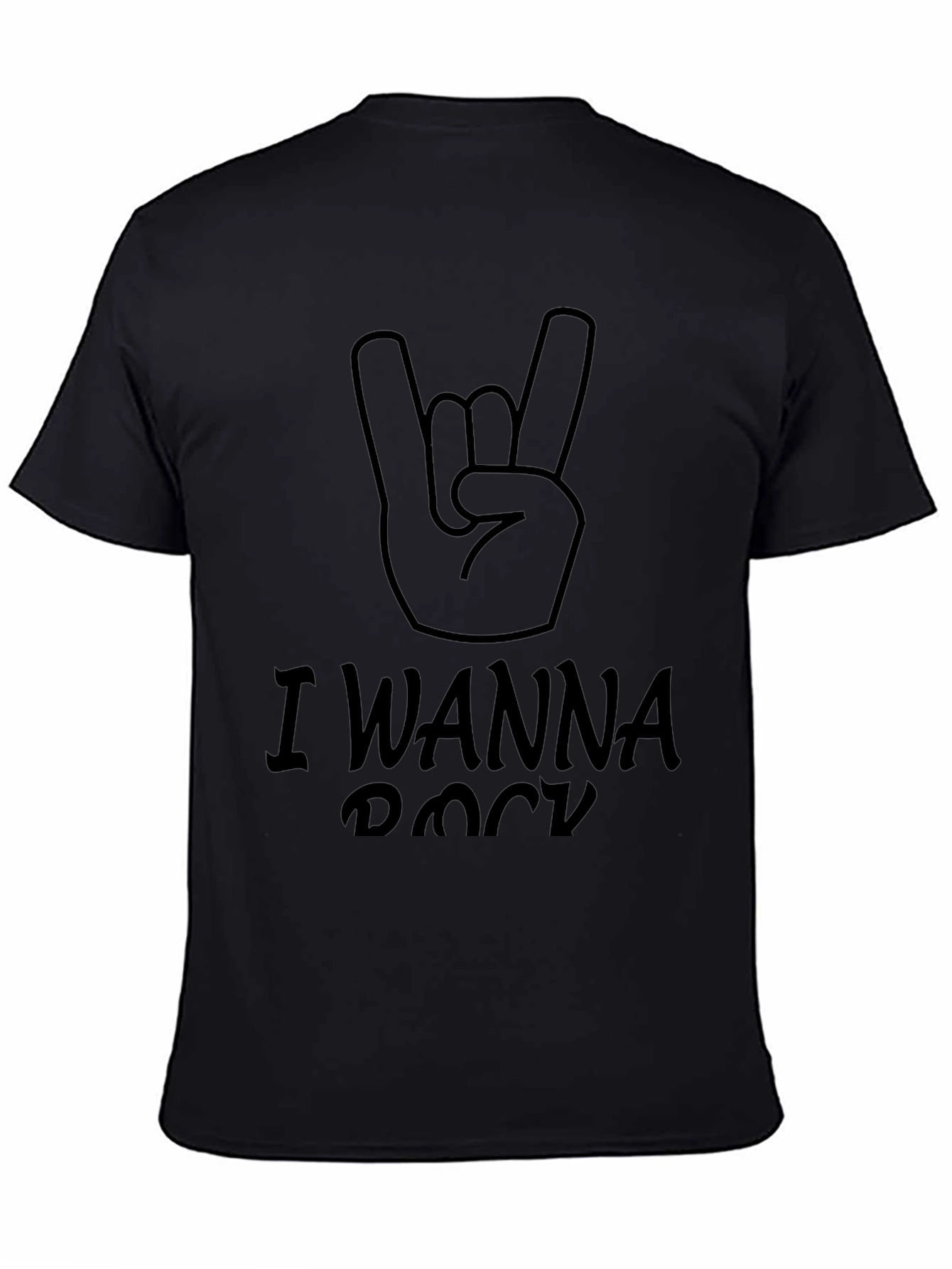 I Wanna Rock T-Shirt - Black Rock Hand Tee