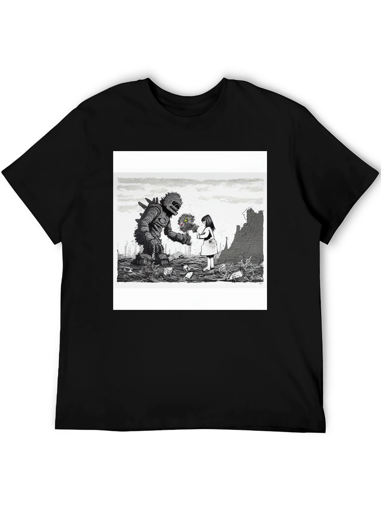 Monster & Girl Graphic Tee - Black