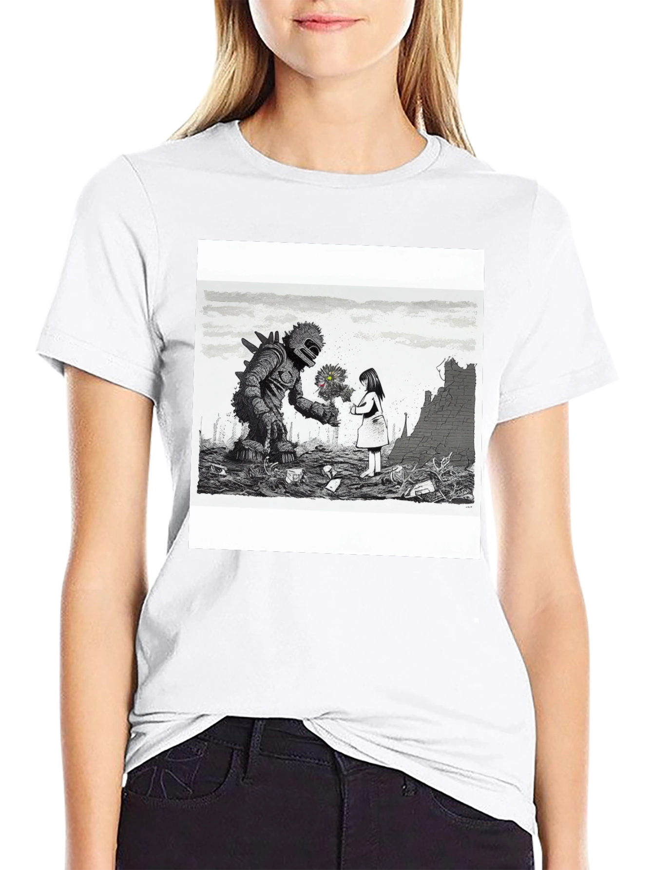 Monster & Girl Graphic Tee - Black