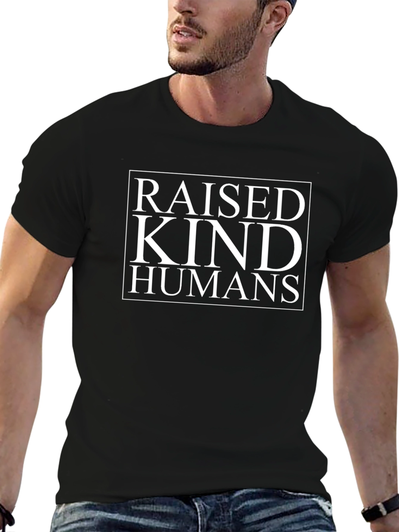 Raised Kind Humans Graphic Tee - Black Cotton T-Shirt