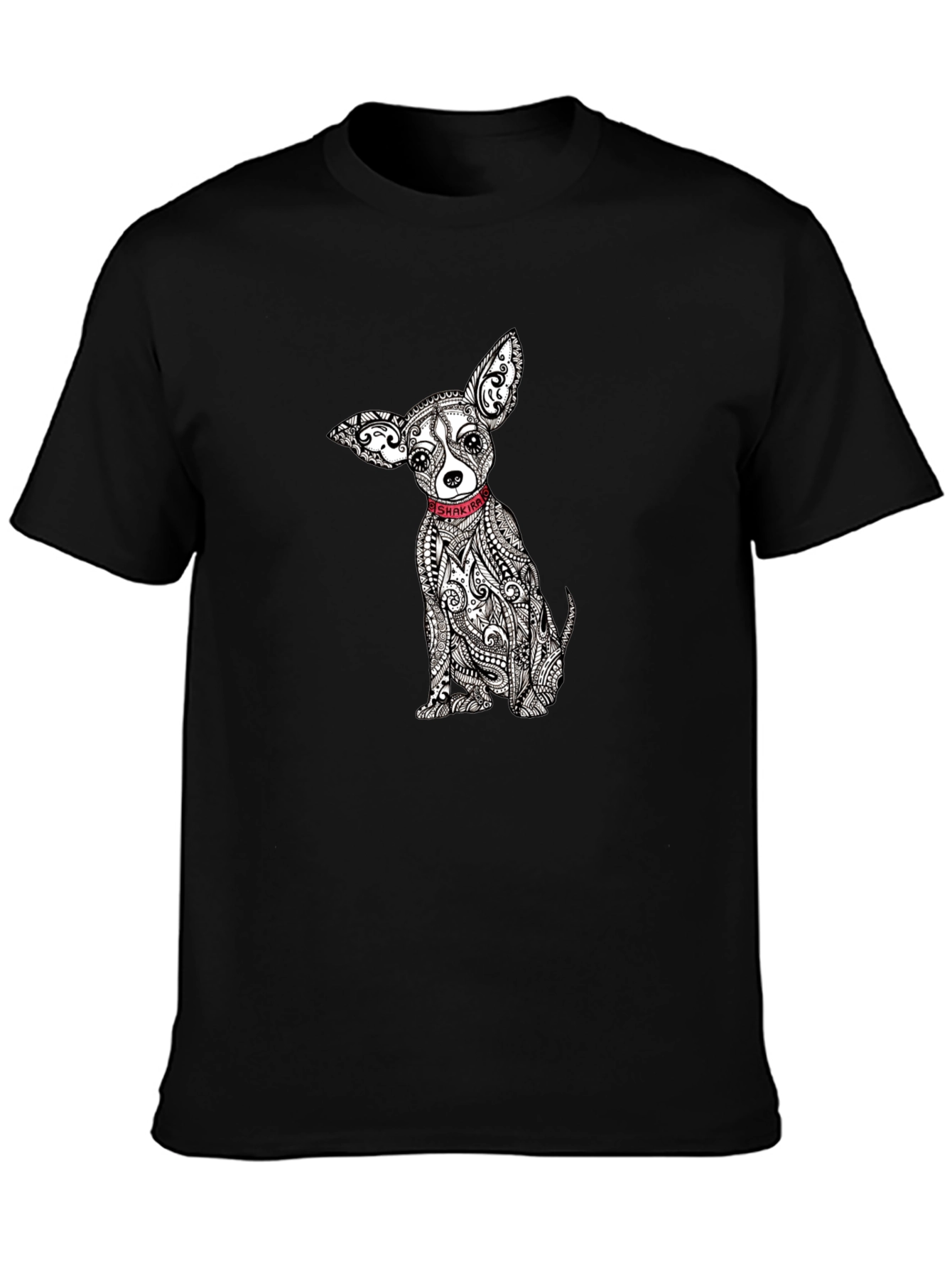 Chihuahua Dog Print Black T-Shirt