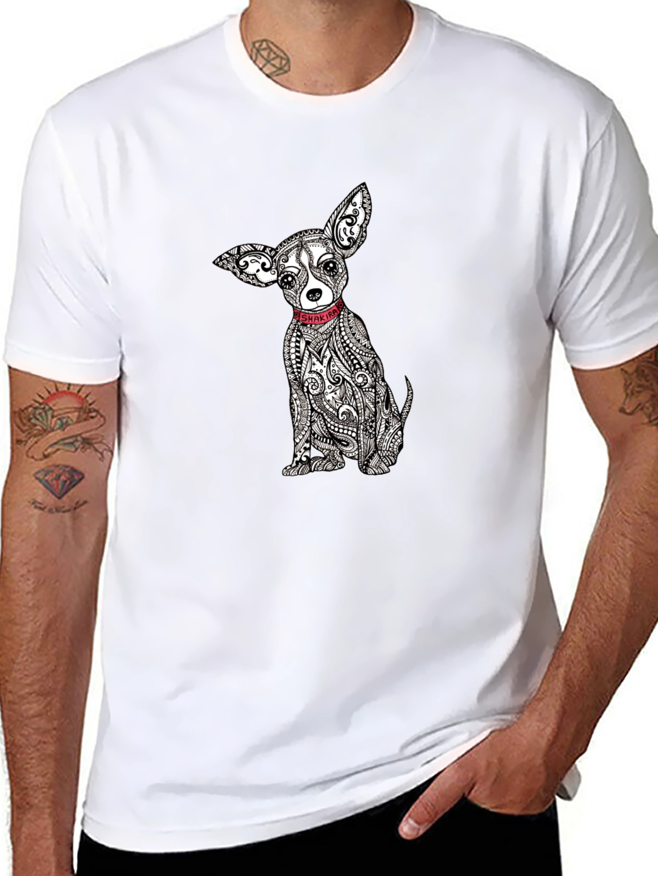 Chihuahua Dog Print Black T-Shirt