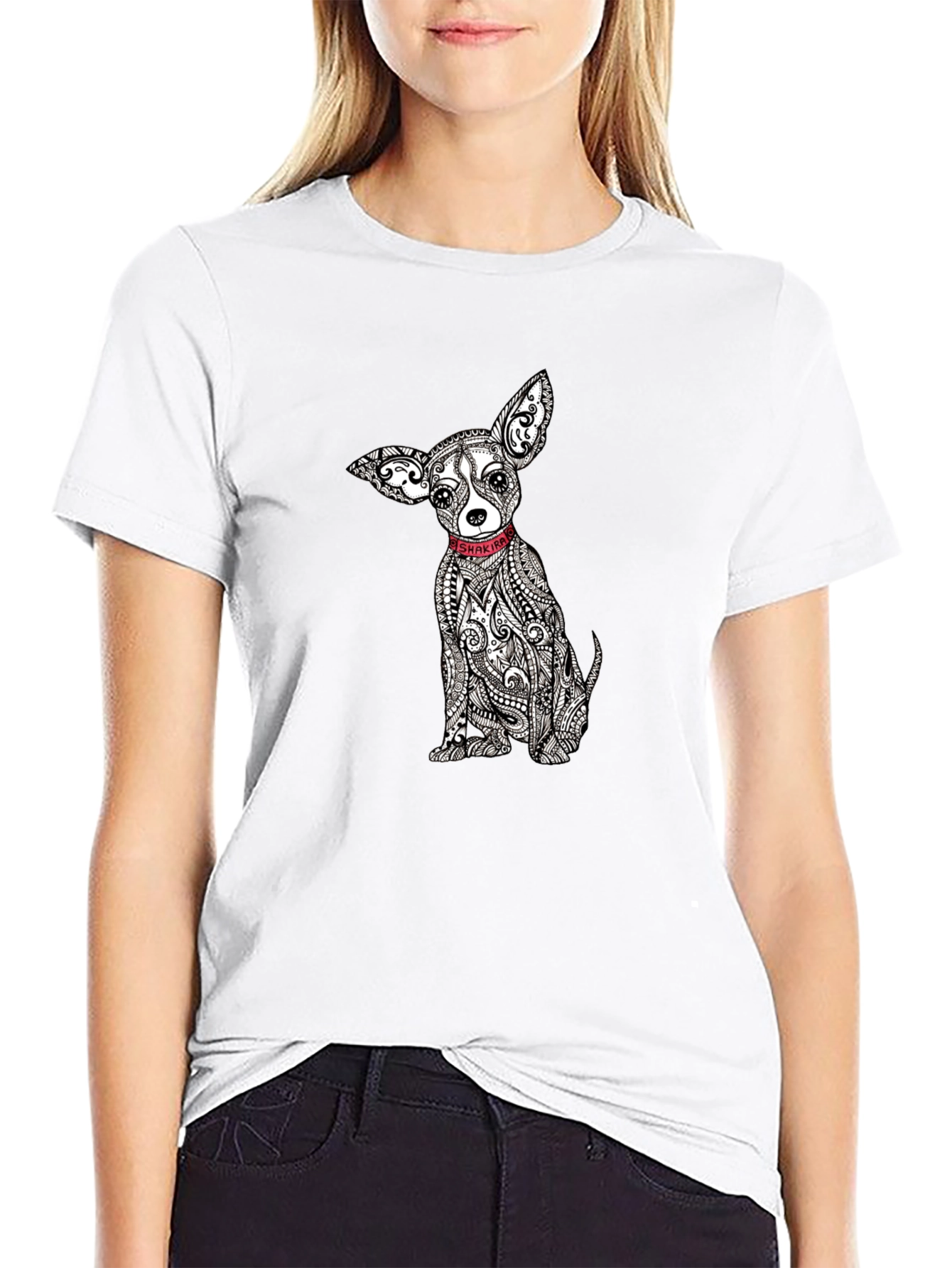 Chihuahua Dog Print Black T-Shirt