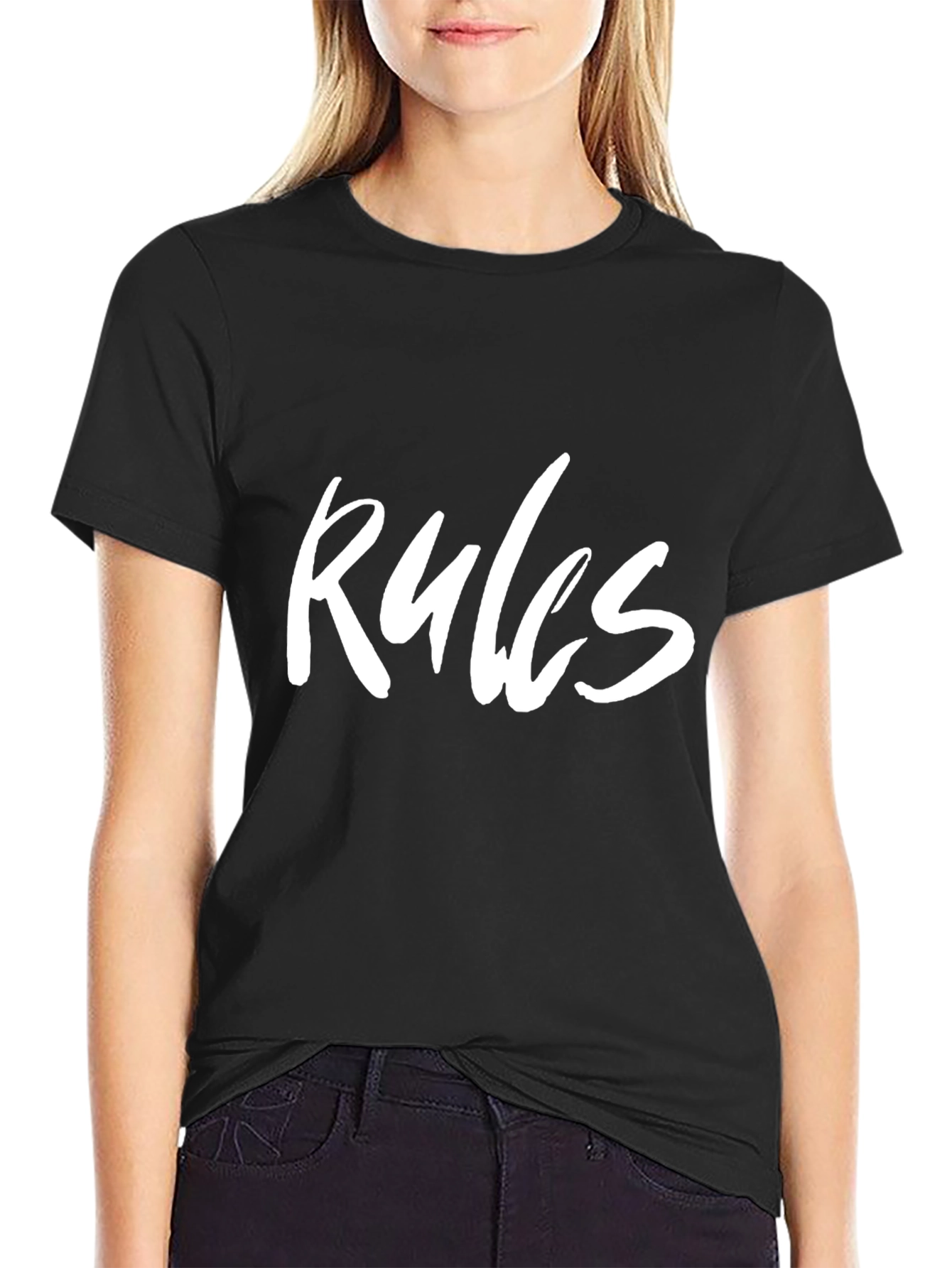 Rules Graphic Print T-Shirt - Casual Black Tee