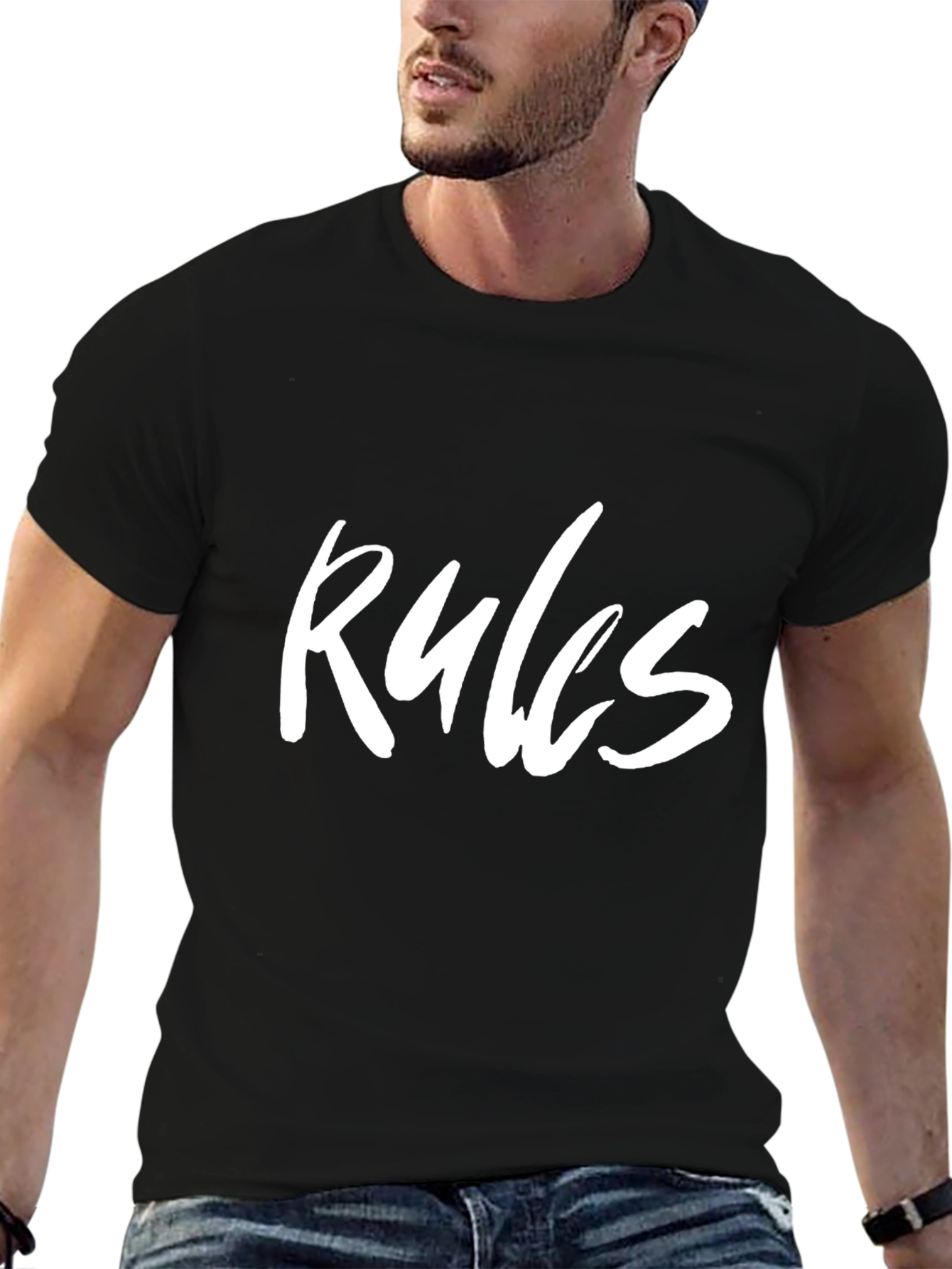 Rules Graphic Print T-Shirt - Casual Black Tee