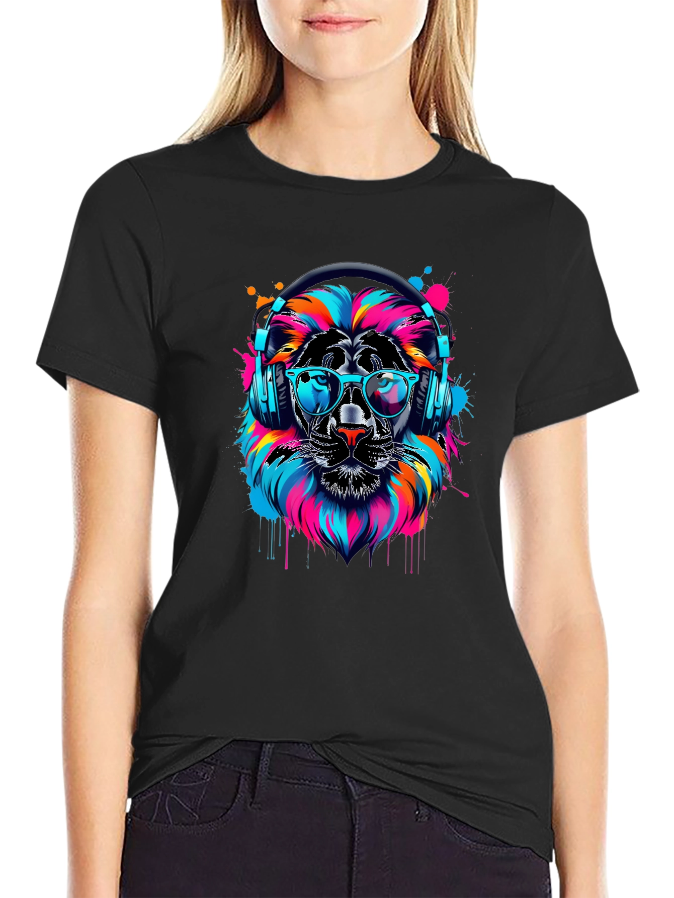 Cool Lion Graphic Tee - Black