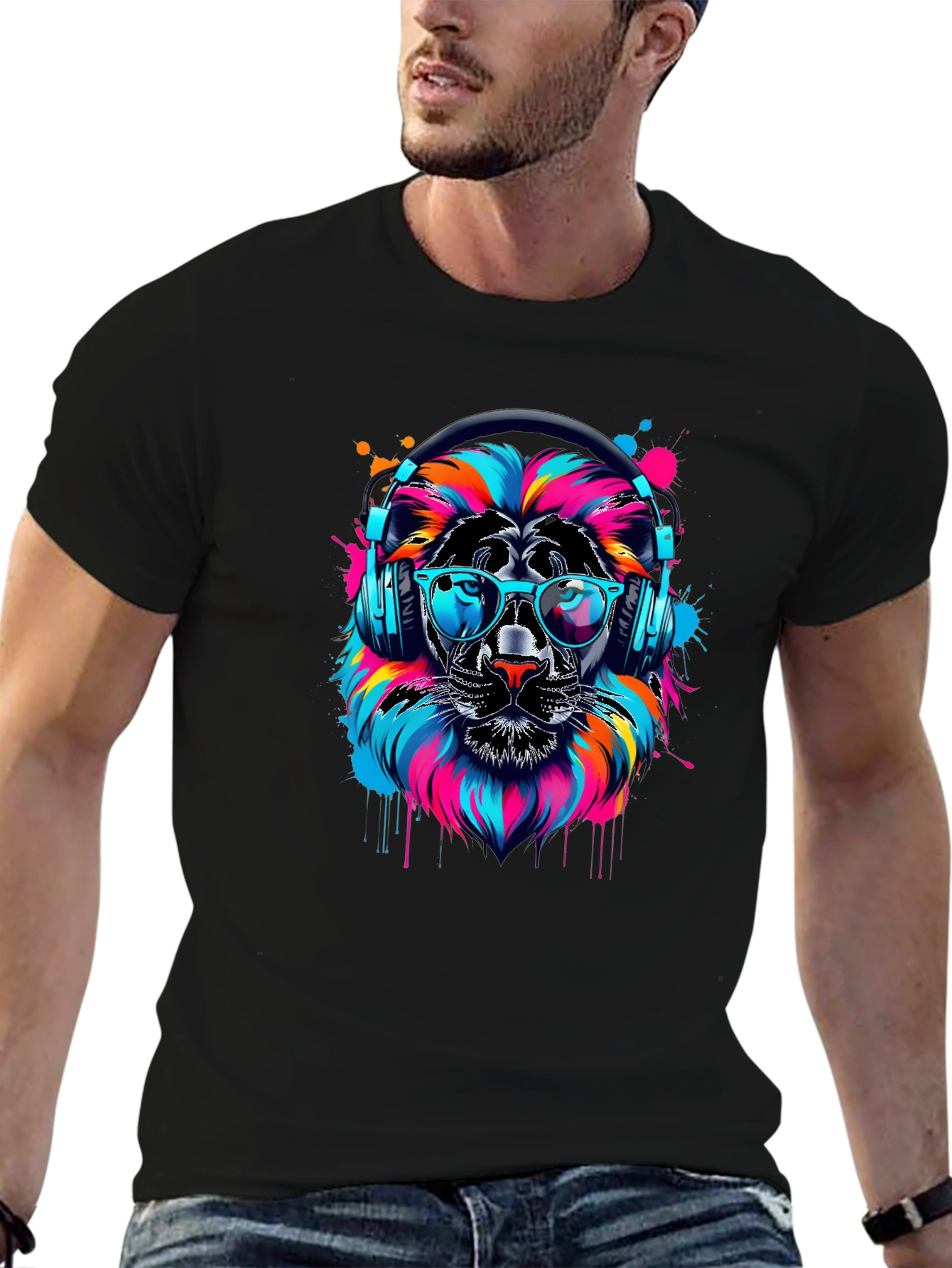 Cool Lion Graphic Tee - Black