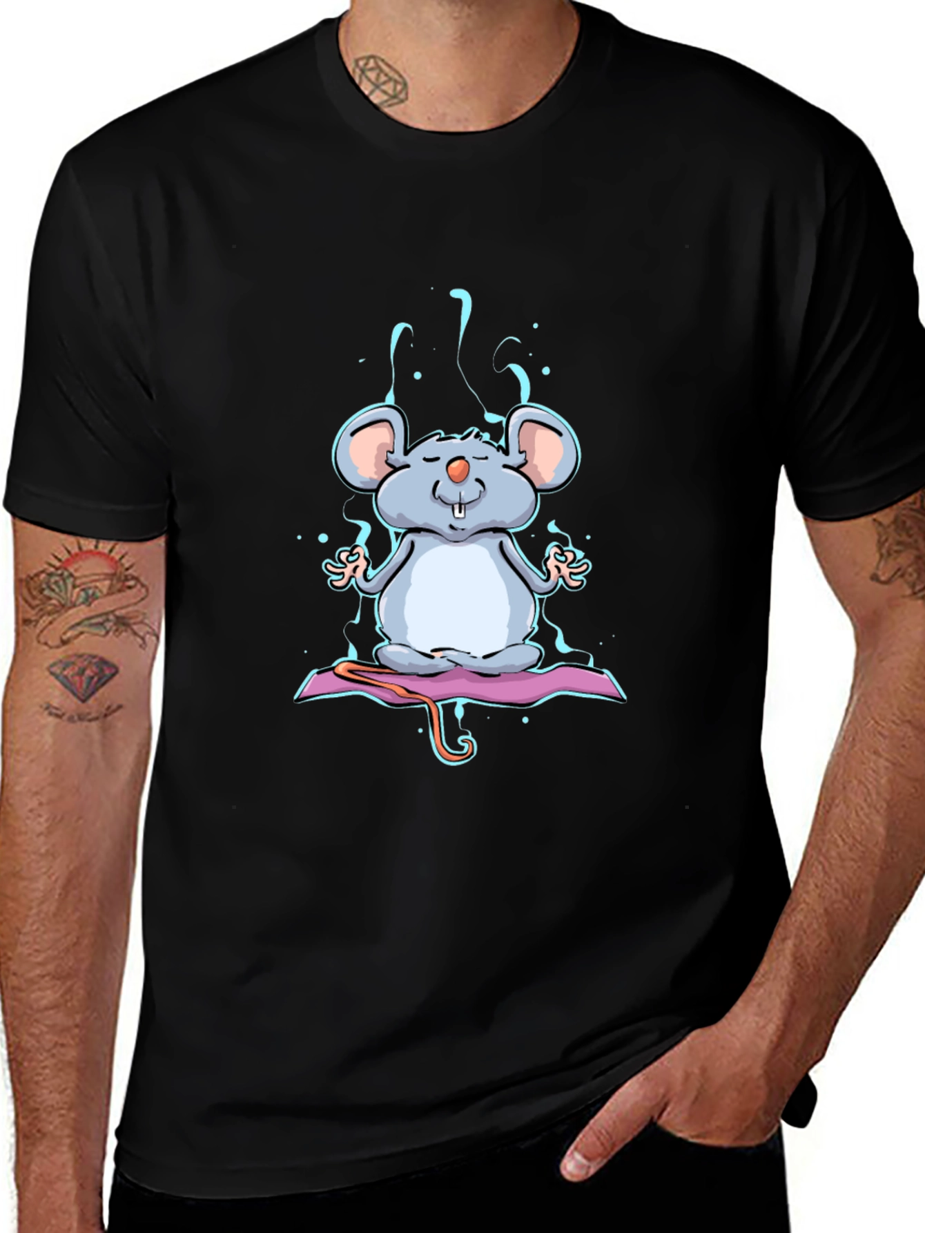 Meditating Mouse Graphic Tee - Zen Style