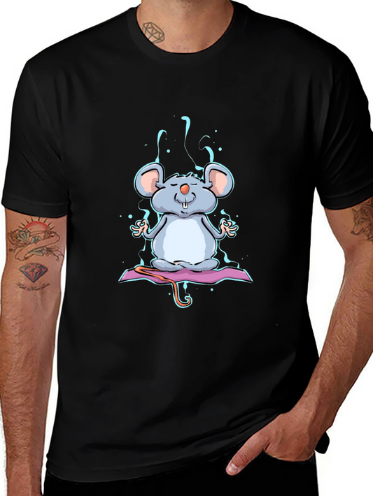 Meditating Mouse Graphic Tee - Zen Style