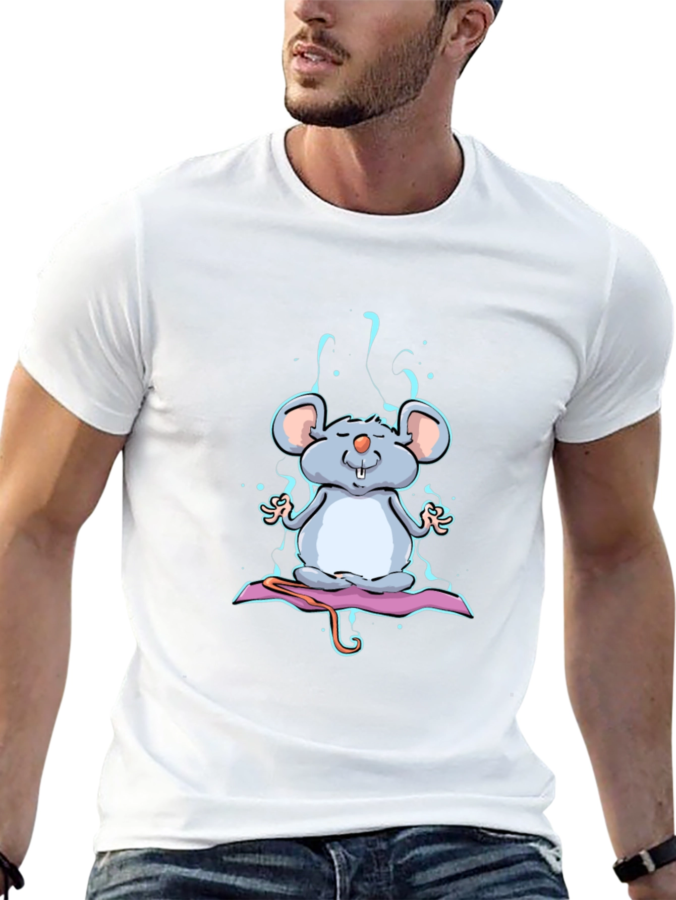 Meditating Mouse Graphic Tee - Zen Style