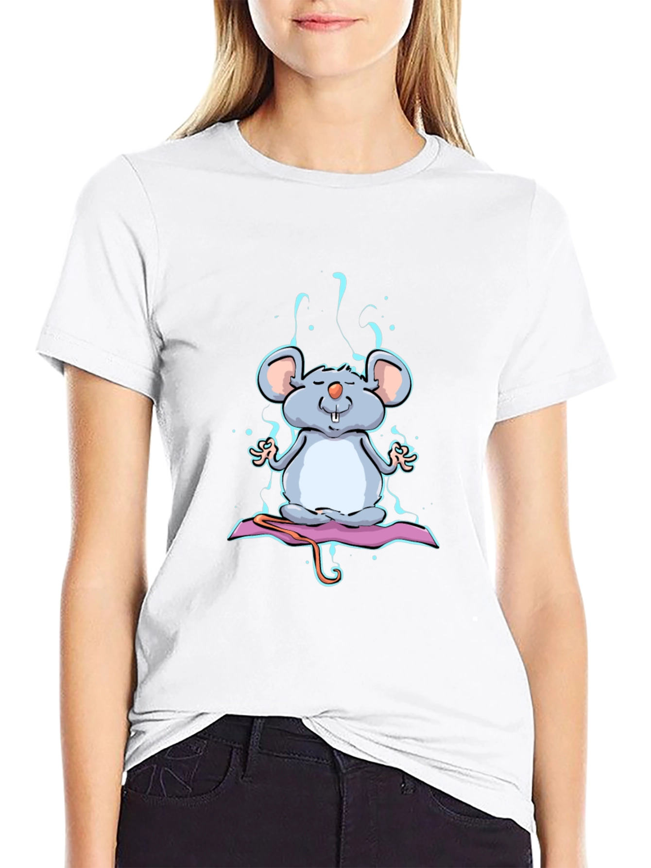 Meditating Mouse Graphic Tee - Zen Style