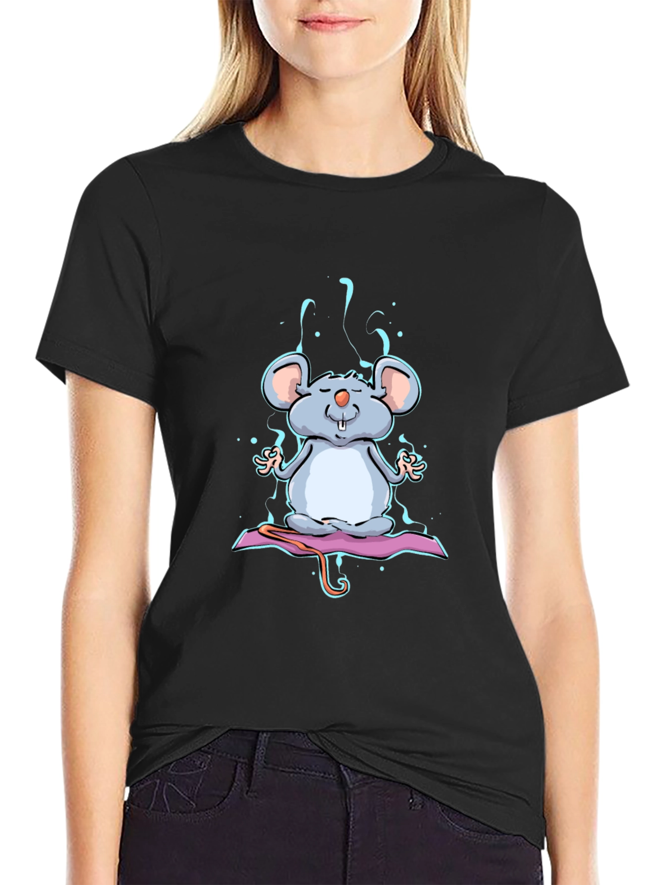 Meditating Mouse Graphic Tee - Zen Style