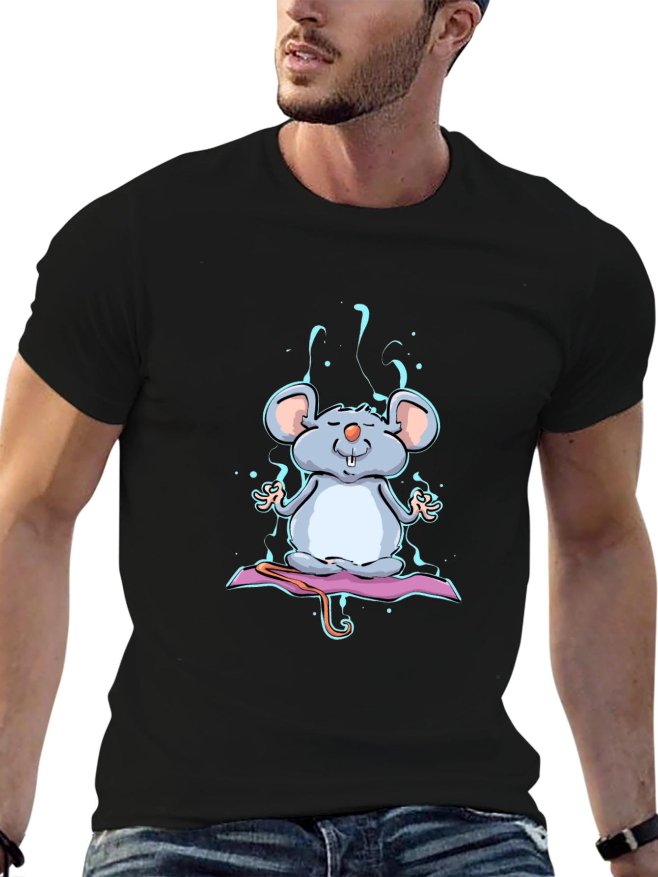 Meditating Mouse Graphic Tee - Zen Style