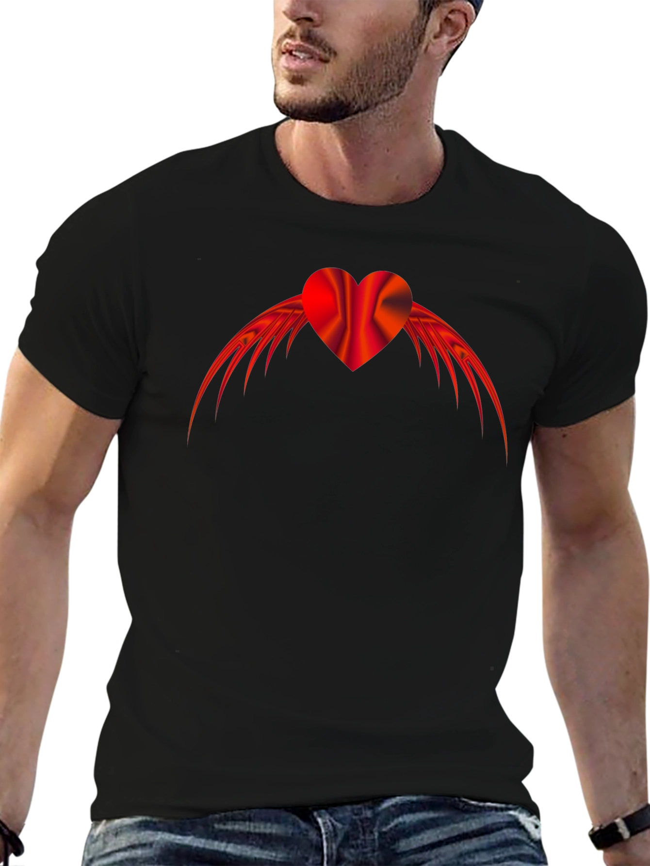 Winged Heart Graphic Tee - Mens Black T-Shirt