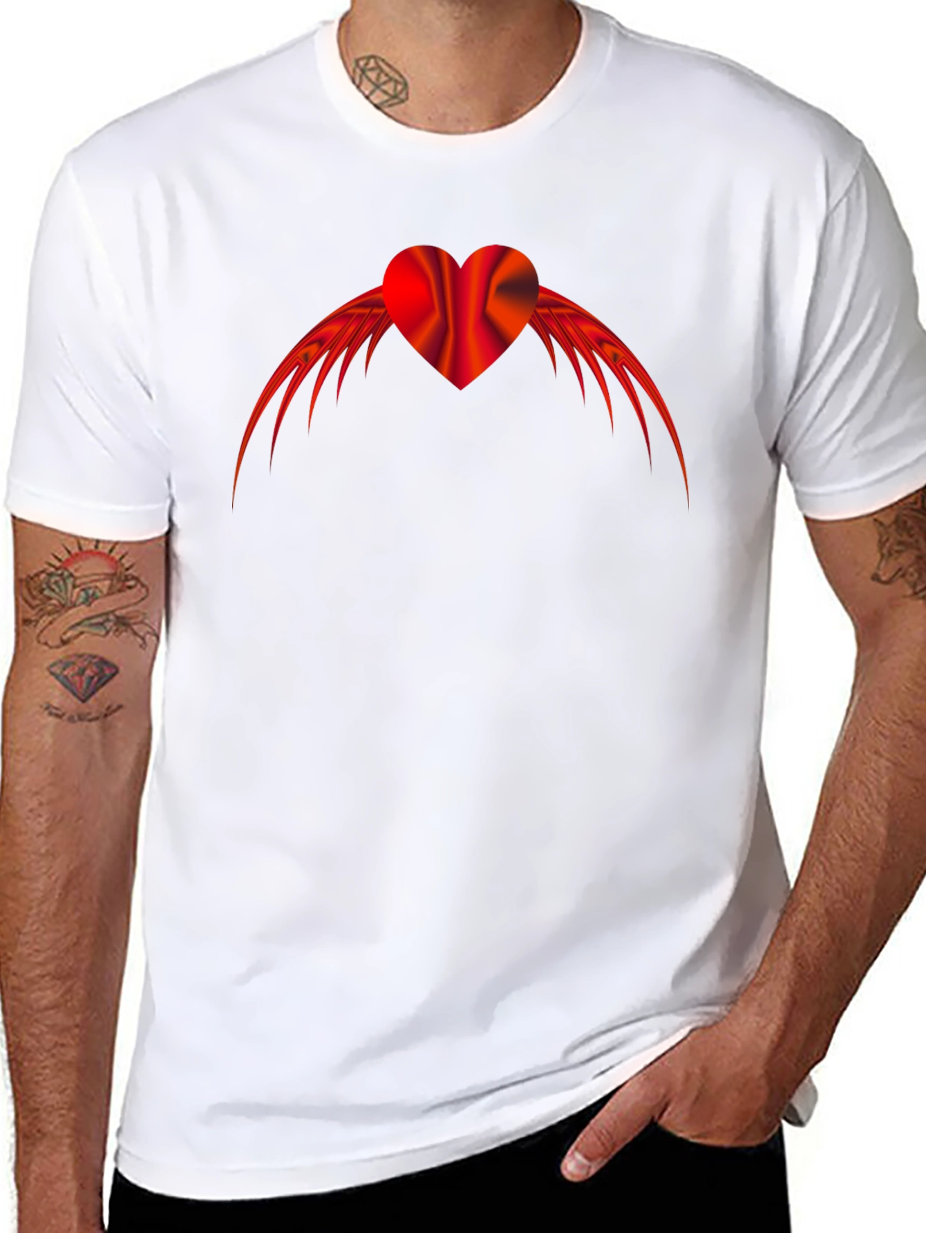 Winged Heart Graphic Tee - Mens Black T-Shirt