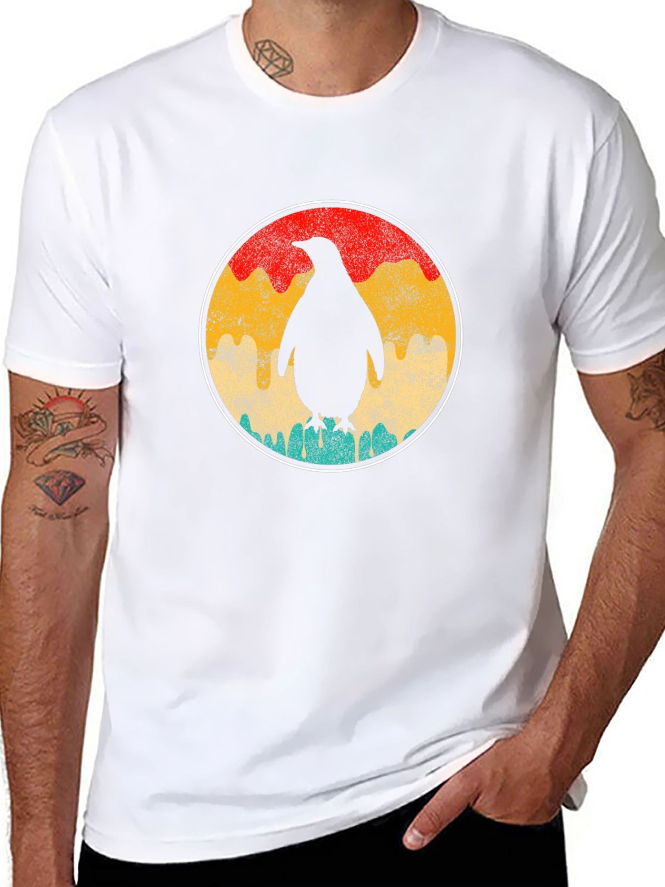 Retro Penguin Graphic Tee - Unisex Black T-Shirt